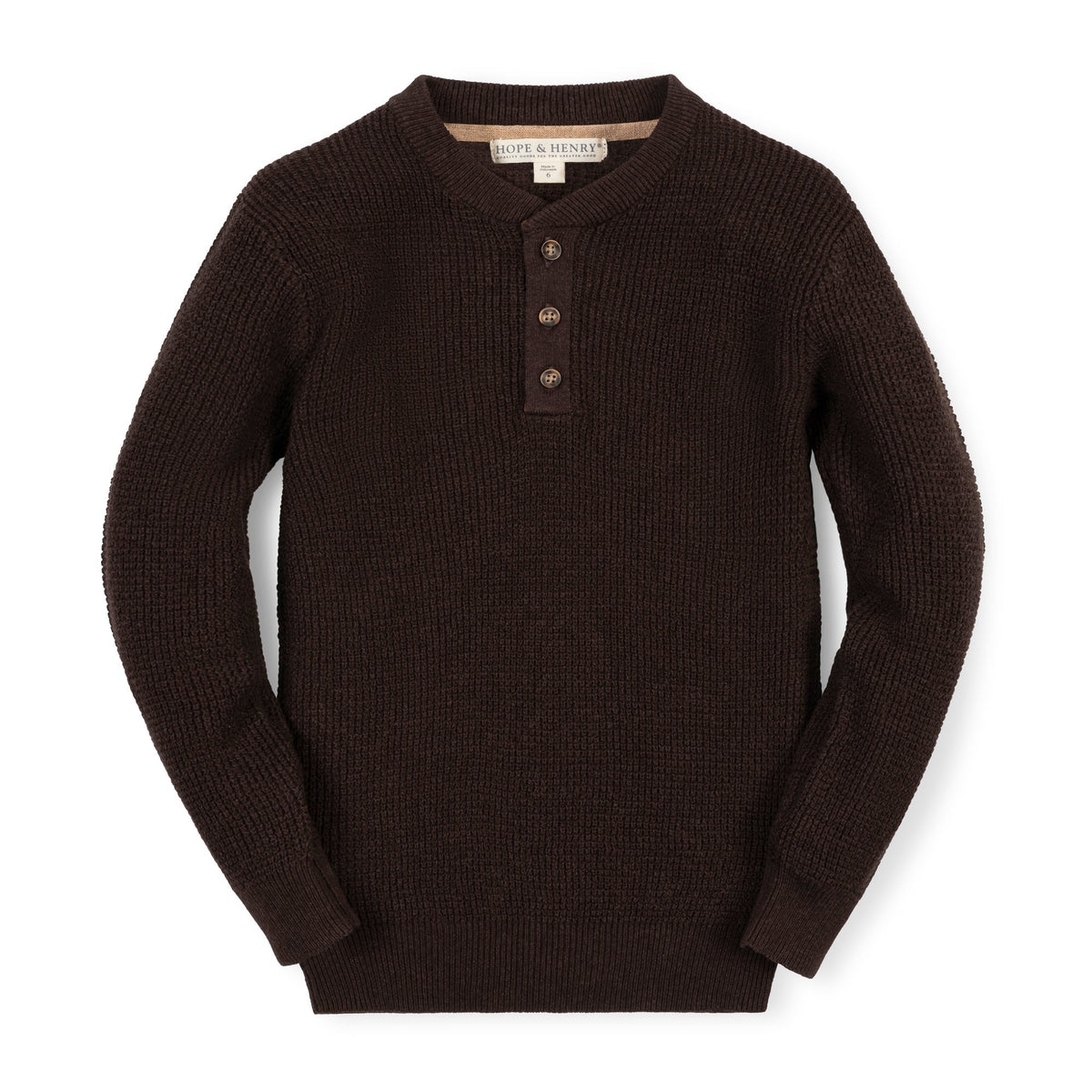 Organic Sweater Henley with Elbow Patches