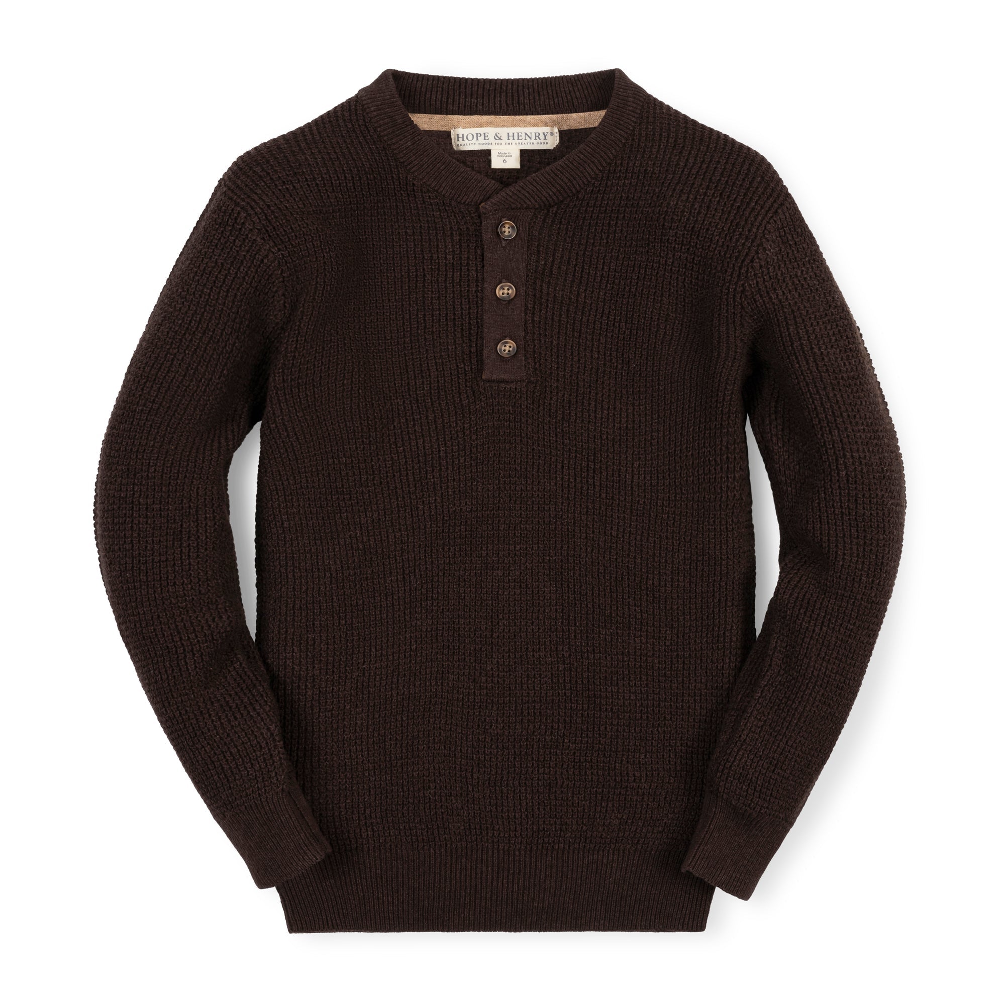 Organic Sweater Henley with Elbow Patches