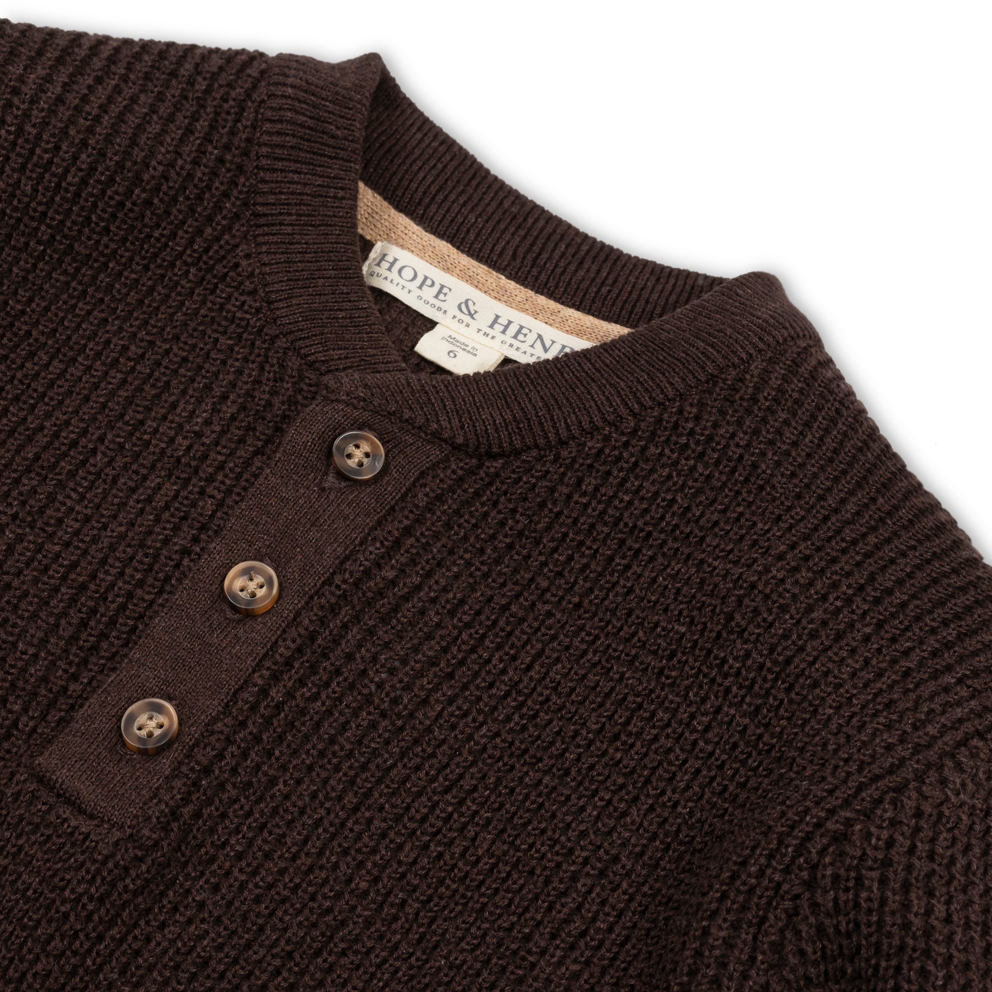 Organic Sweater Henley with Elbow Patches