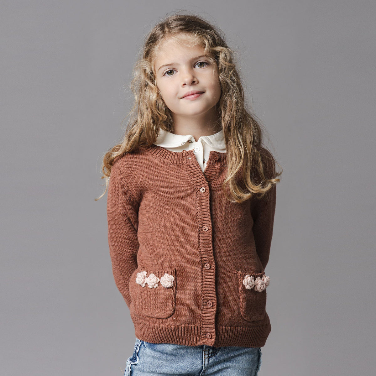 Organic Rosette Pocket Cardigan