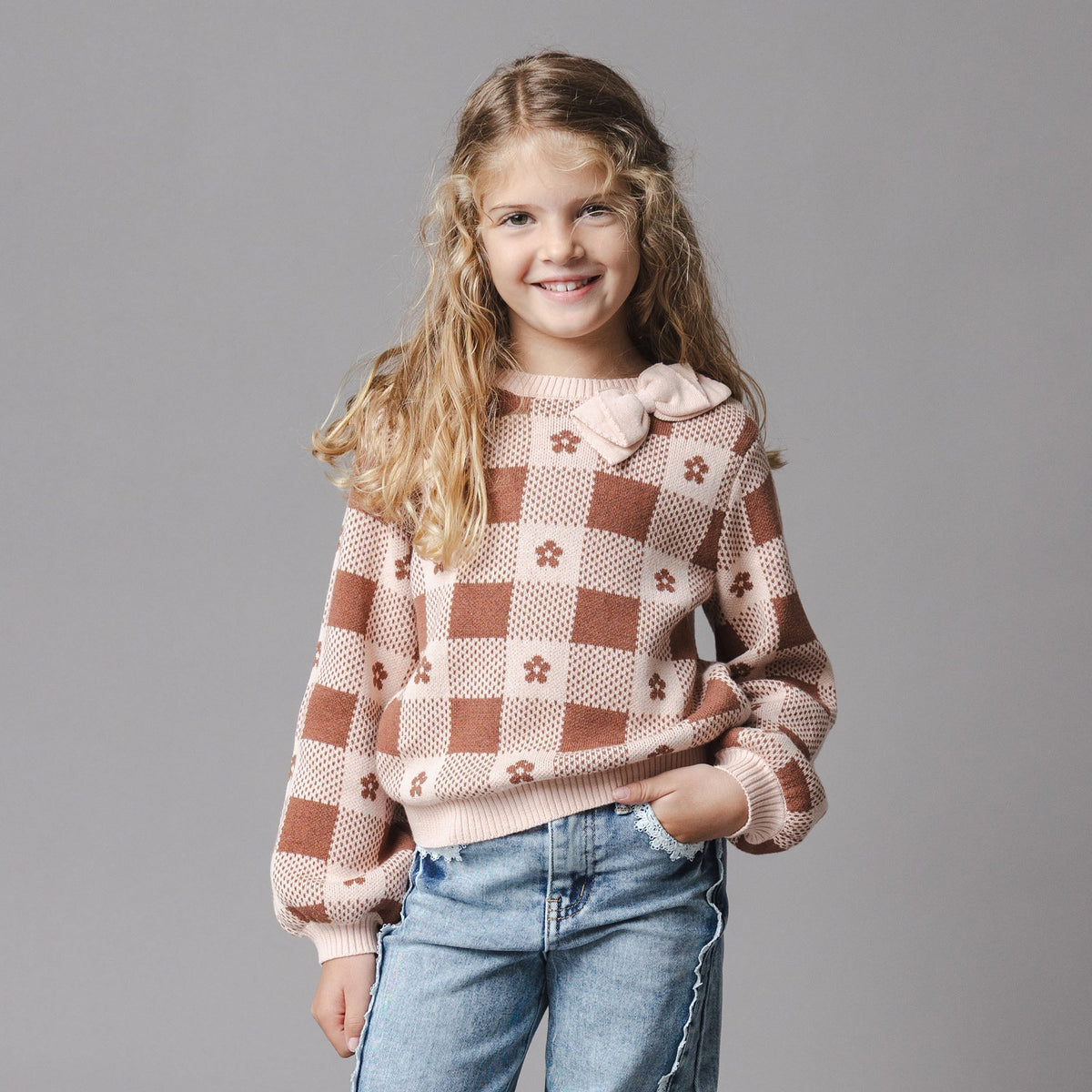 Organic Bow Detail Intarsia Sweater