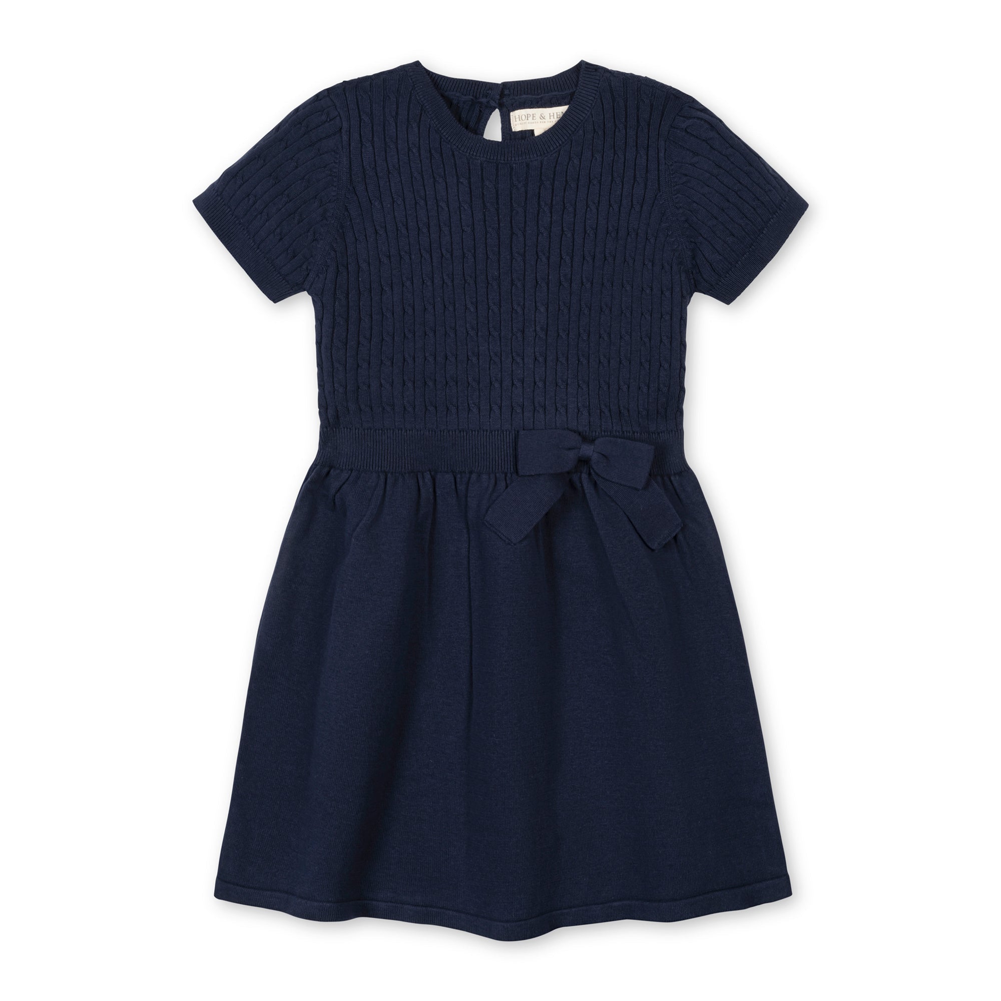 Organic Short Sleeve Cable Sweater Dress