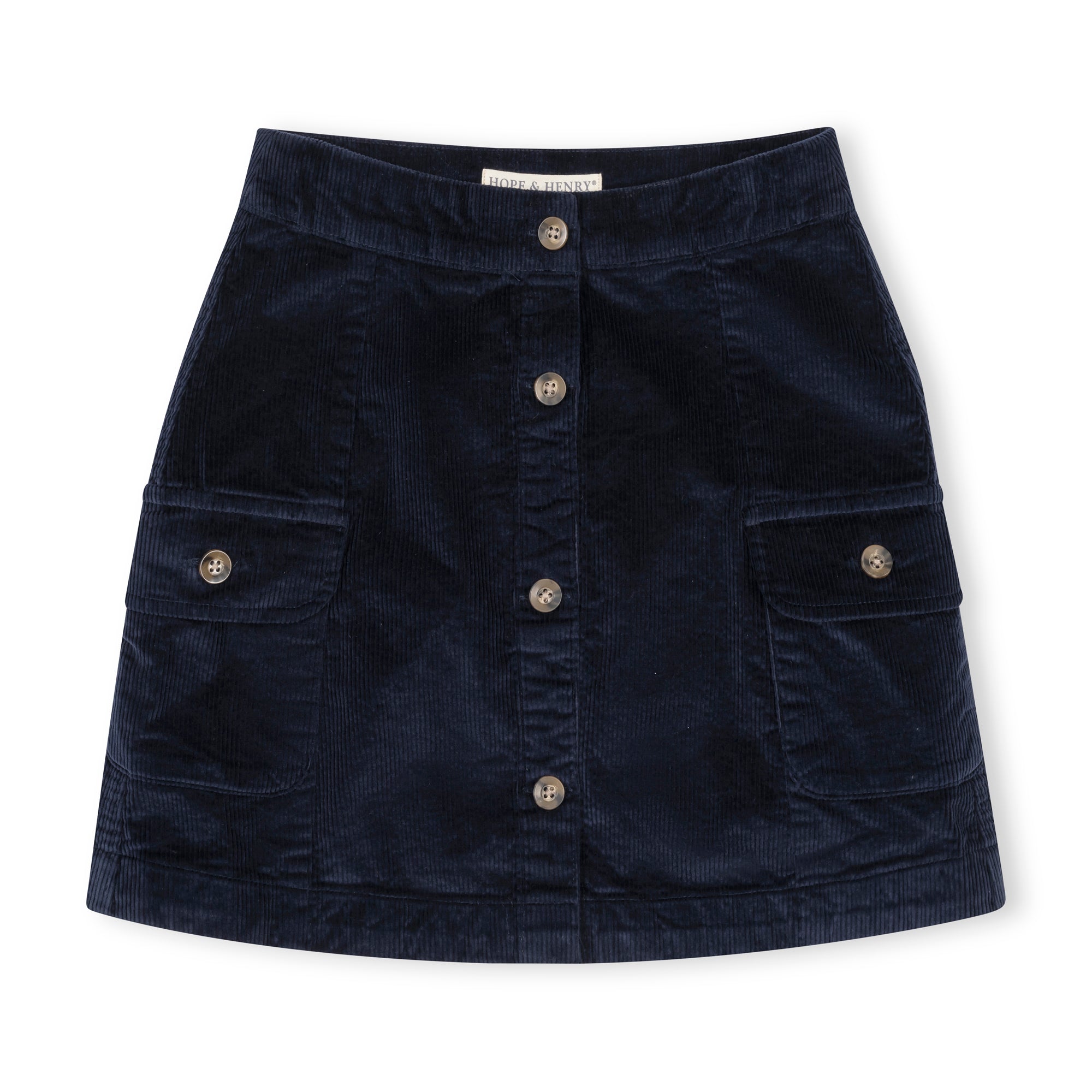 Organic Corduroy Button Front Skirt