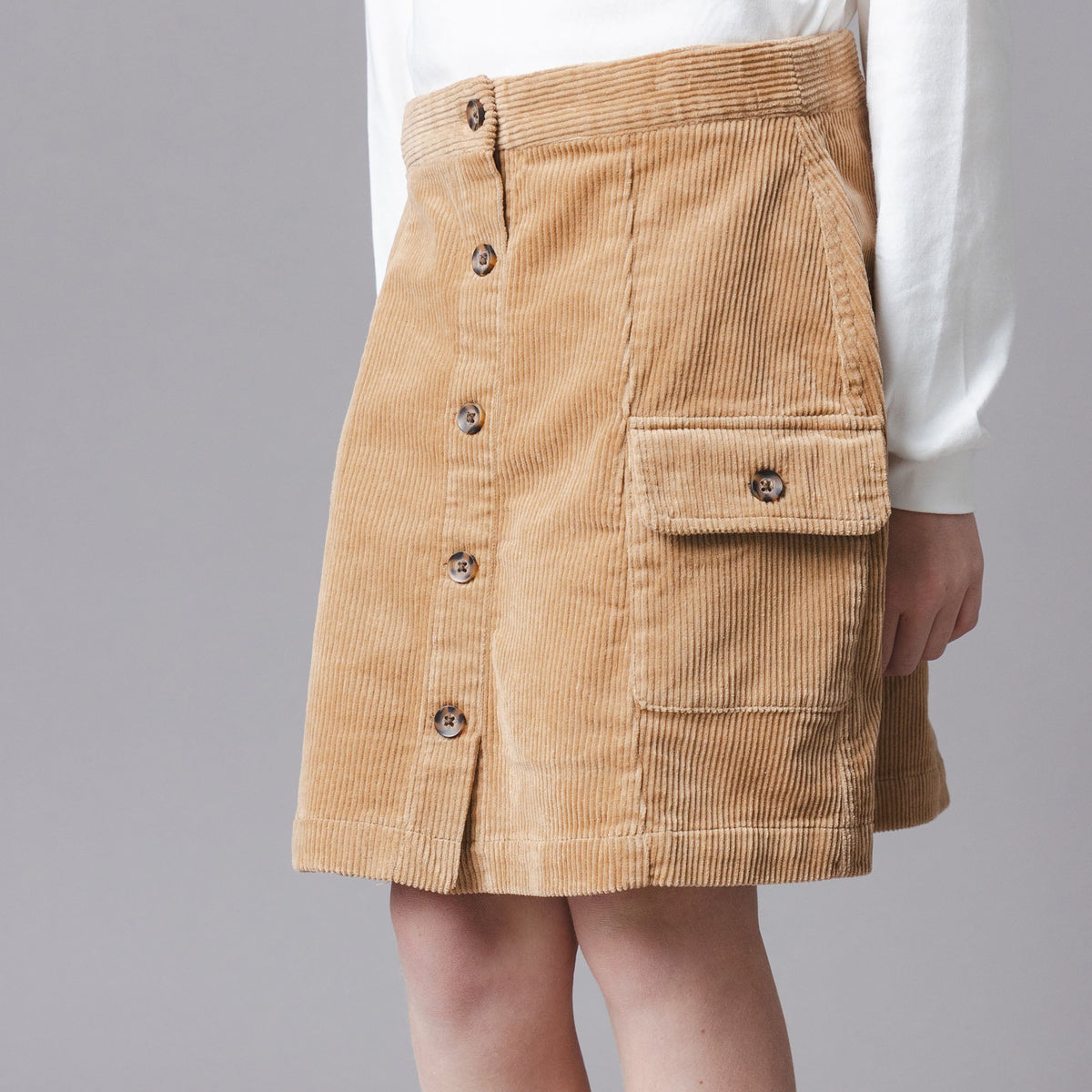 Organic Corduroy Button Front Skirt
