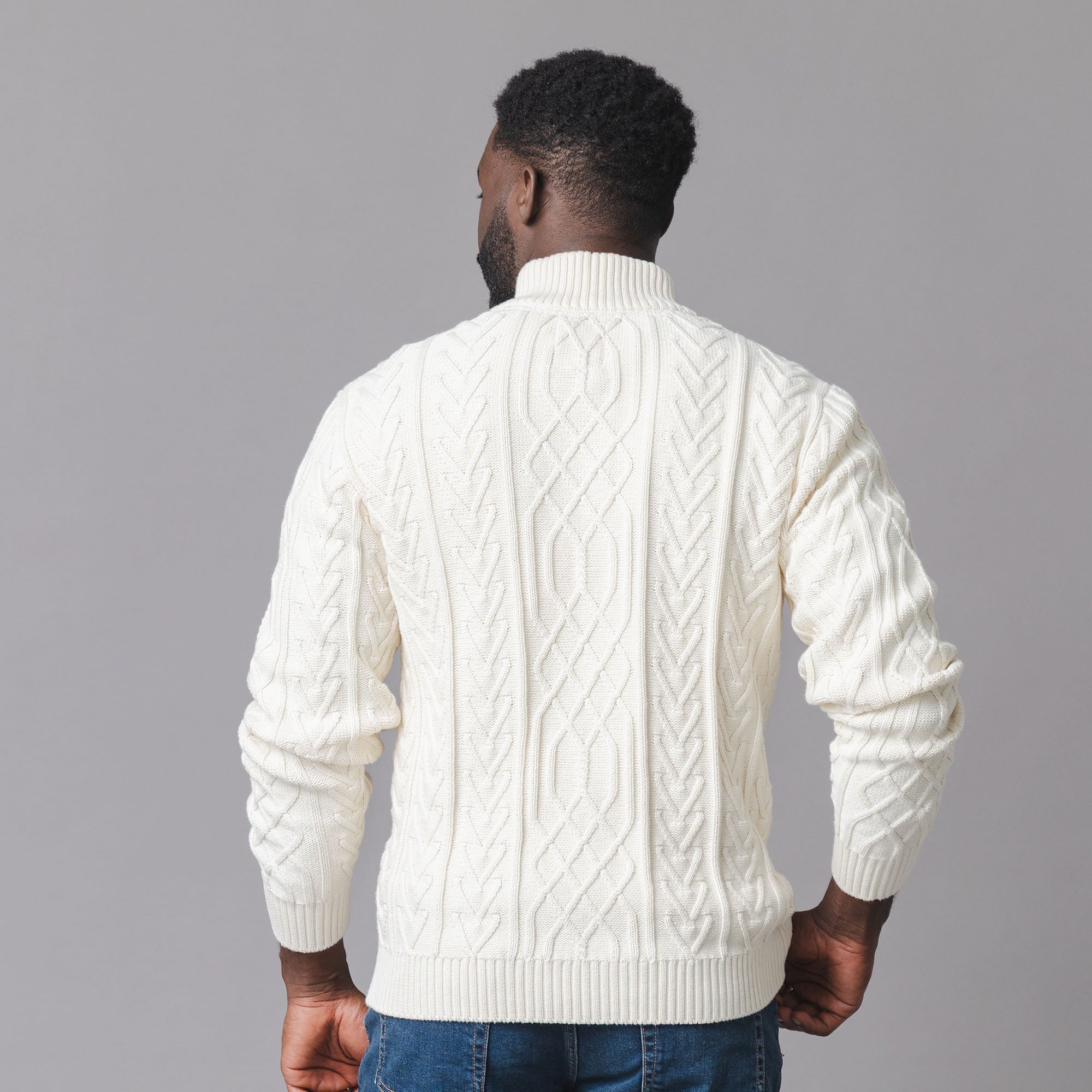 Organic Mock Neck Cable Sweater