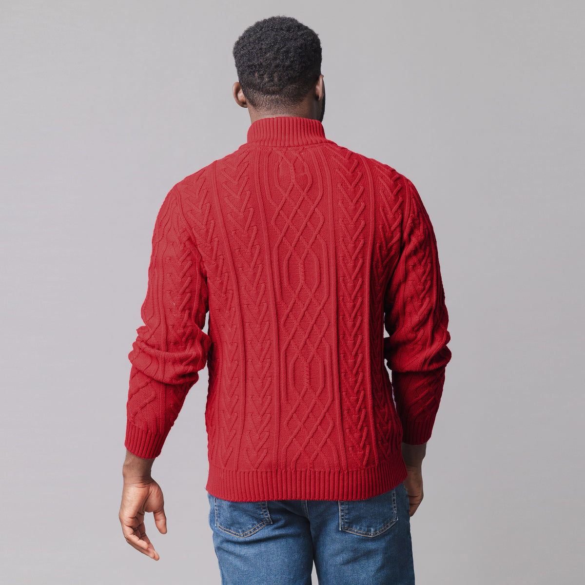 Organic Mock Neck Cable Sweater
