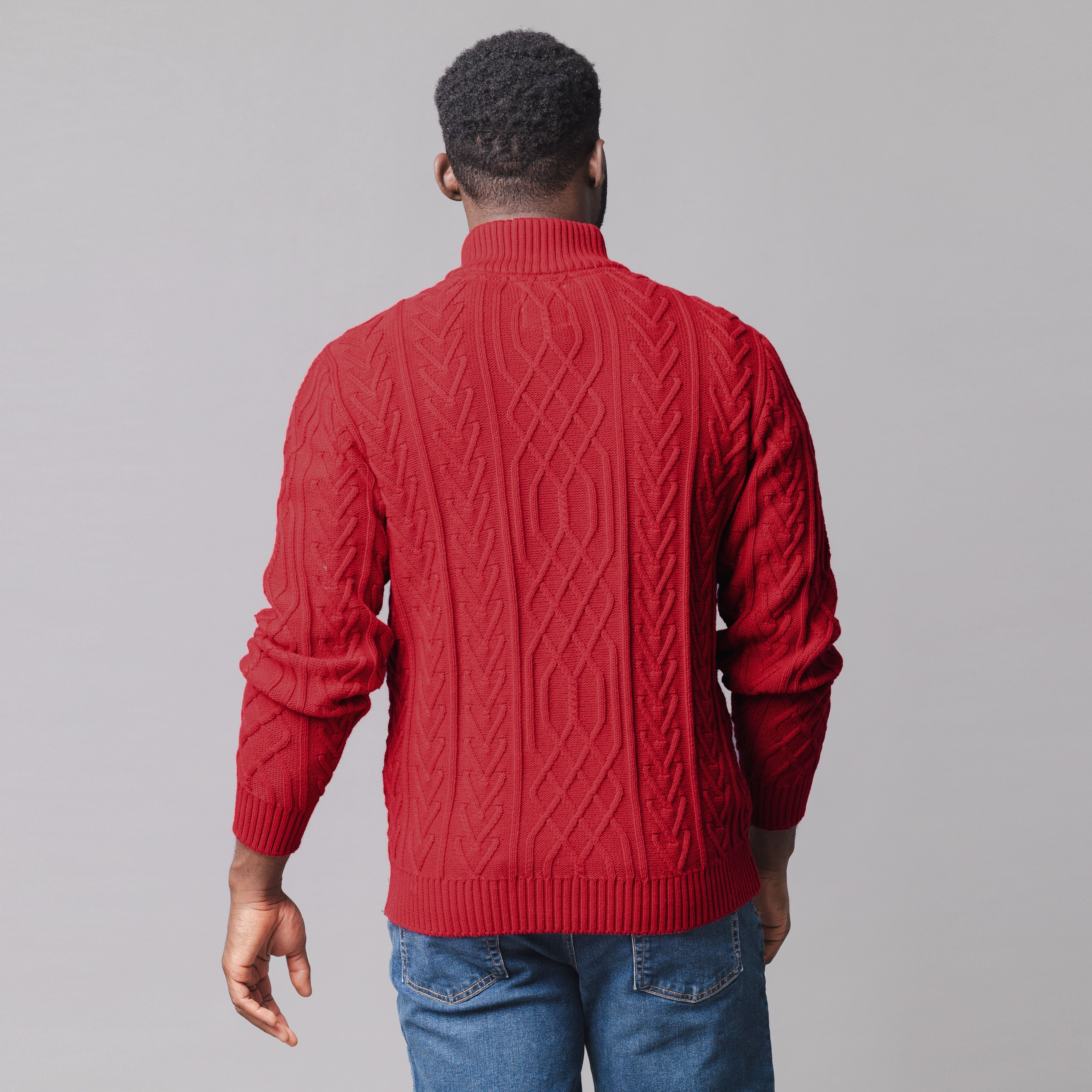 Organic Mock Neck Cable Sweater