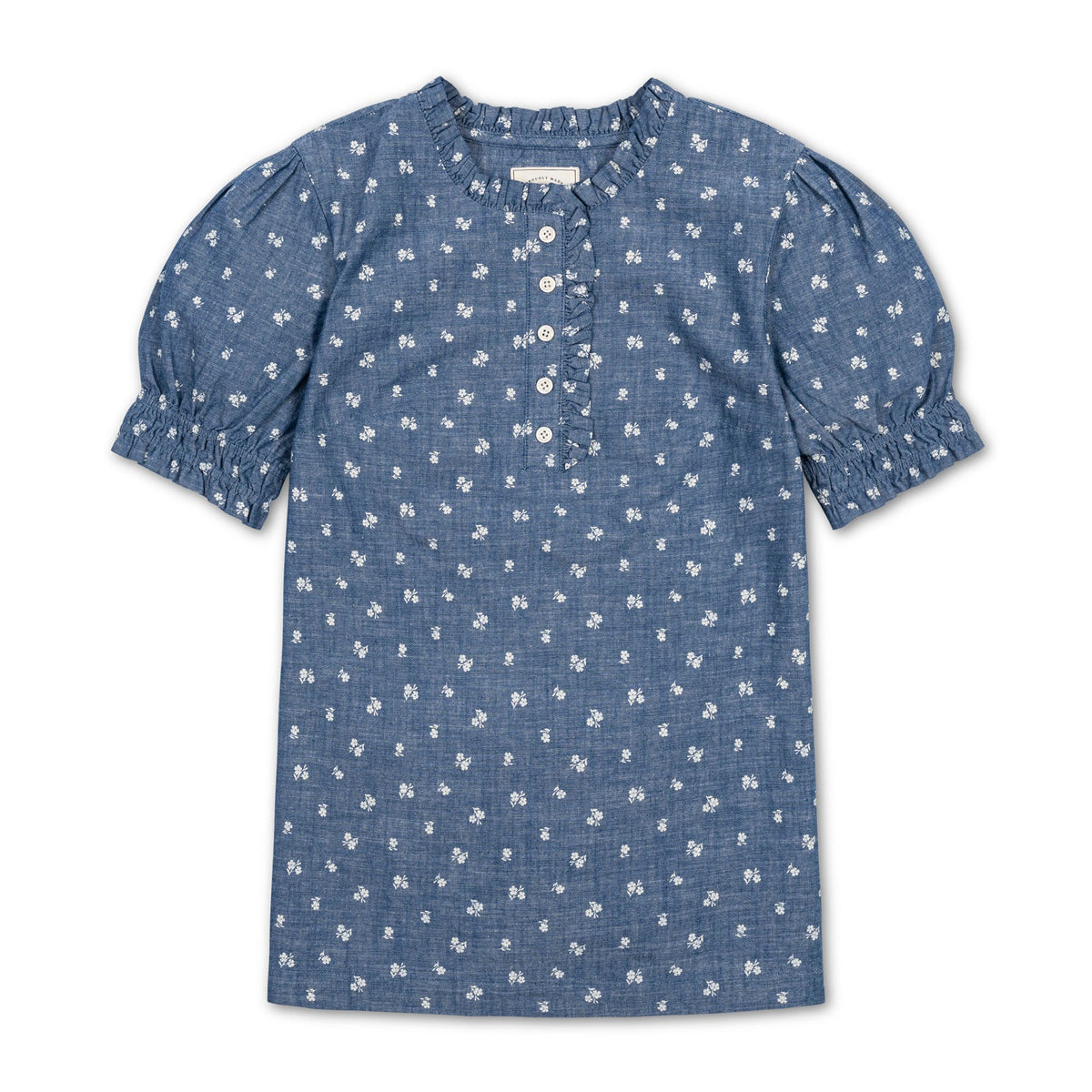 Organic Chambray Puff Sleeve Top