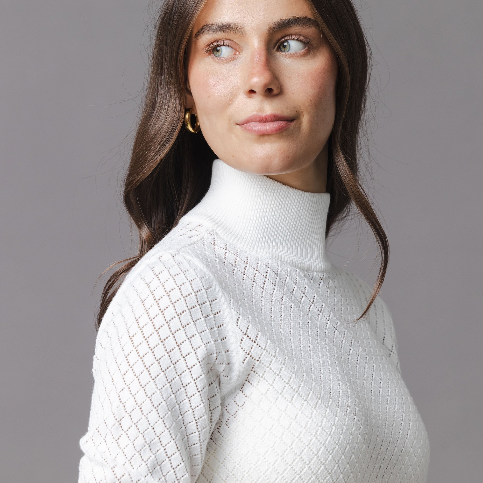 Organic Diamond Stitch Mock Neck Sweater