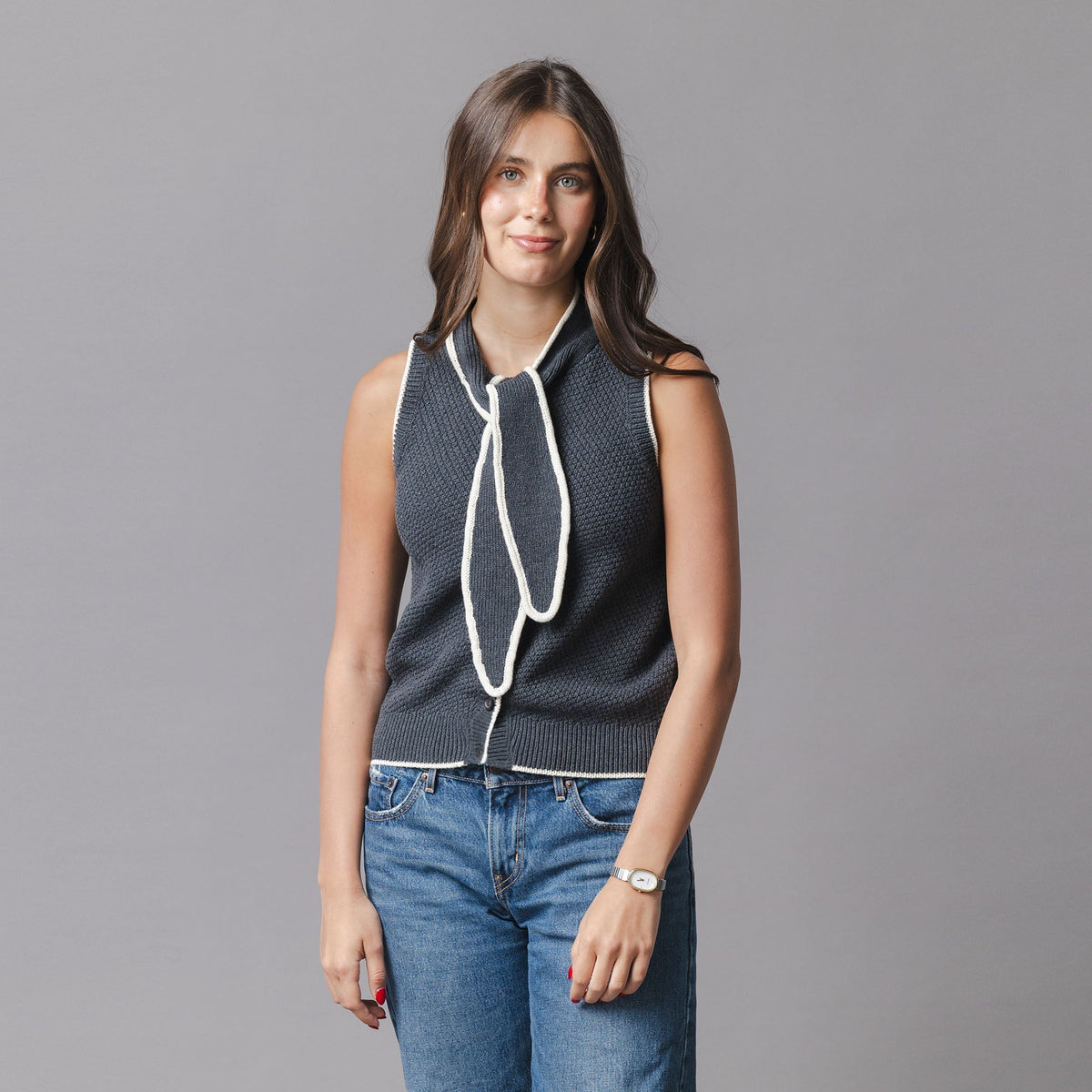 Organic Tie-Neck Sweater Tank