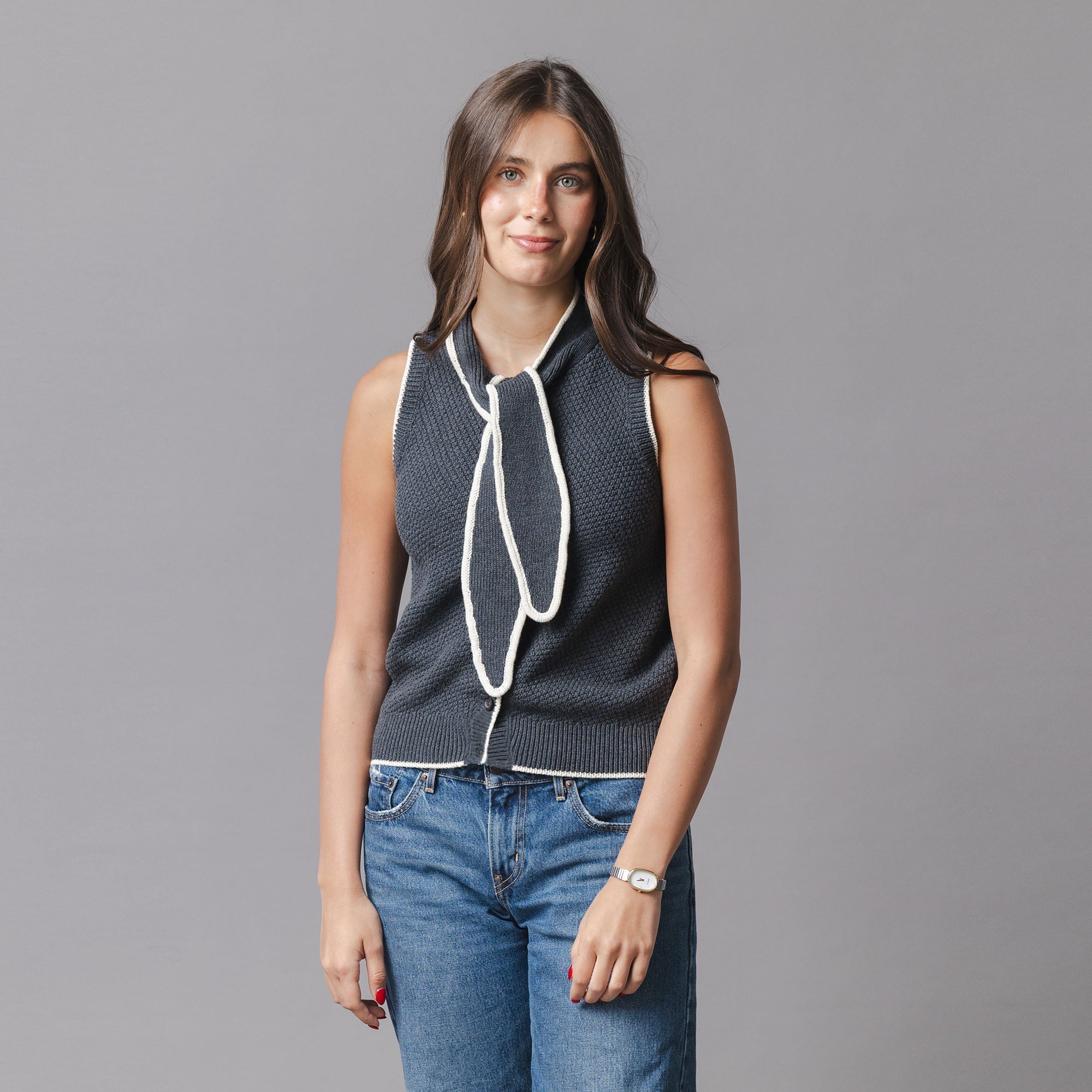 Organic Tie-Neck Sweater Tank