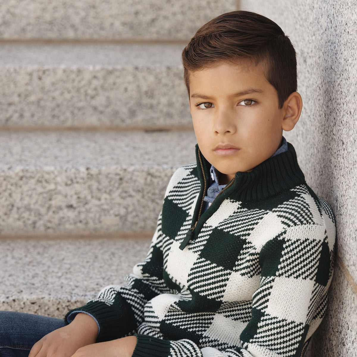 Organic Half Zip Intarsia Sweater