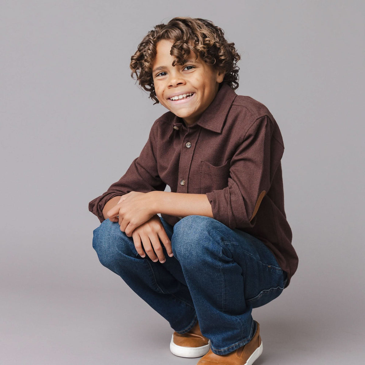 Organic Flannel Shirt with Elbow Patches