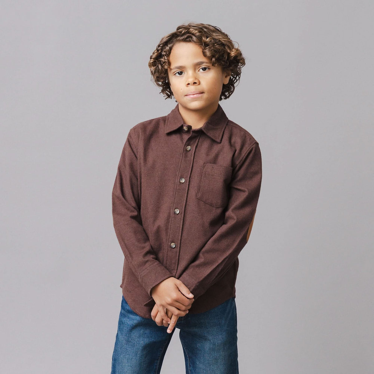 Organic Flannel Shirt with Elbow Patches