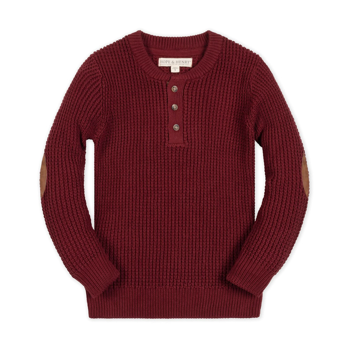 Organic Sweater Henley with Elbow Patches