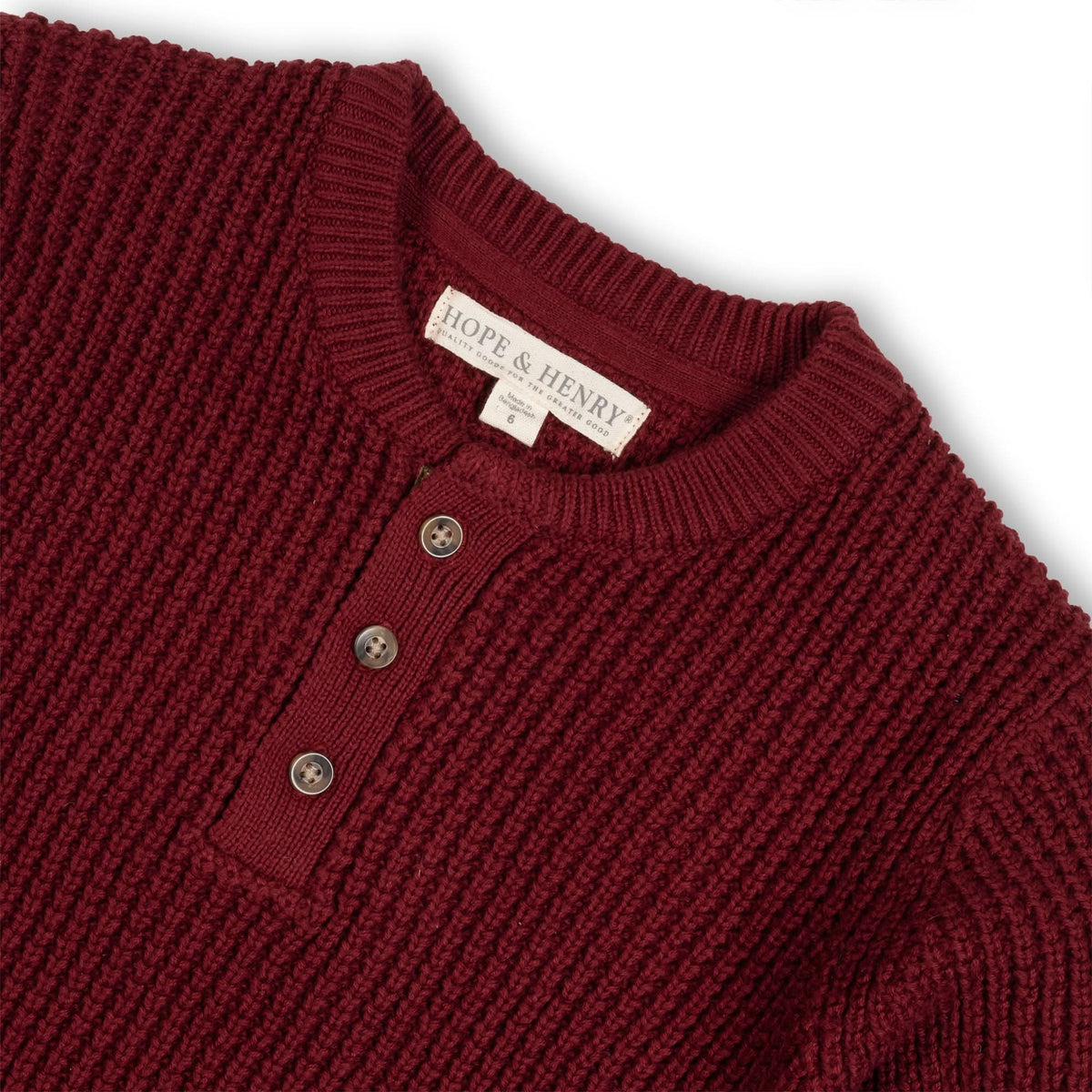 Organic Sweater Henley with Elbow Patches