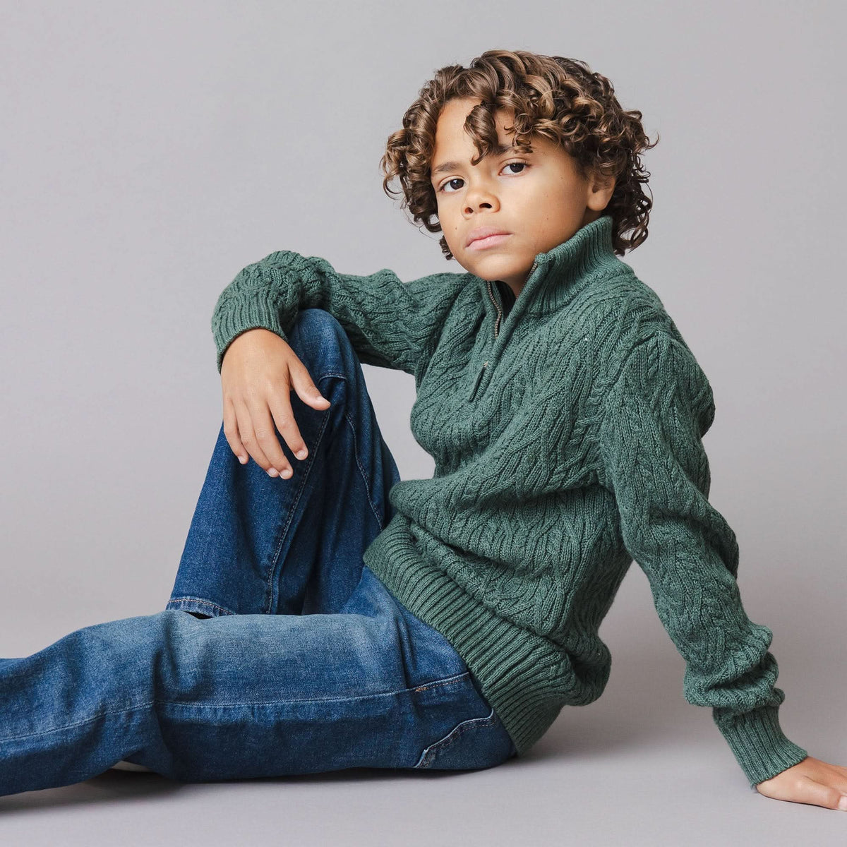 Organic Half Zip Cable Sweater