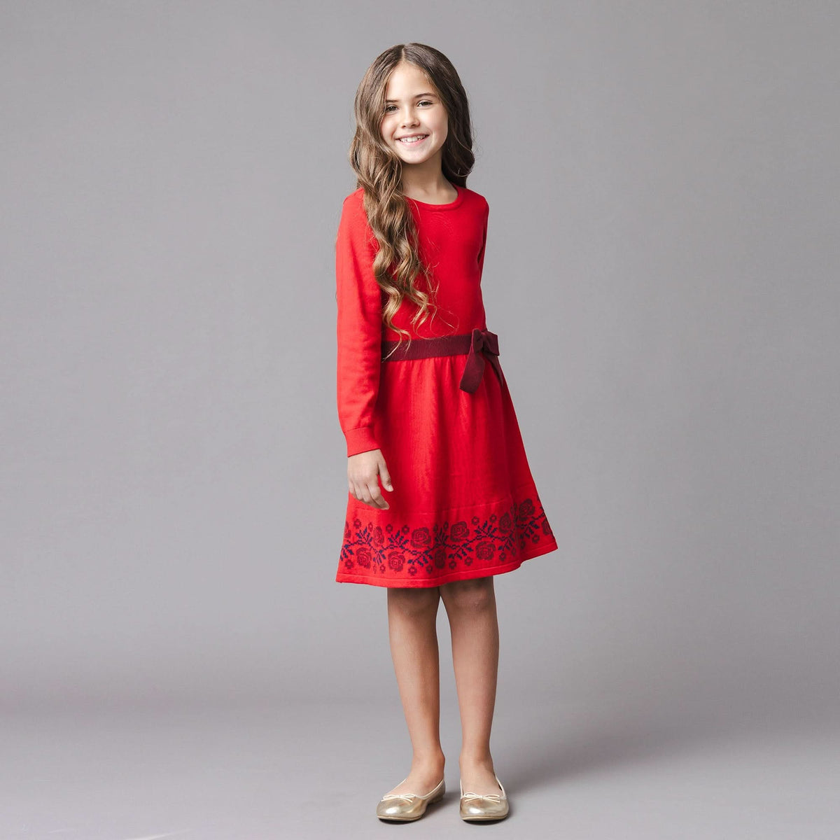 Organic Skater Sweater Dress with Bow