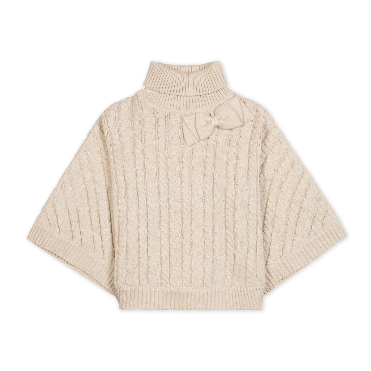 Organic Turtleneck Sweater Cape with Bow
