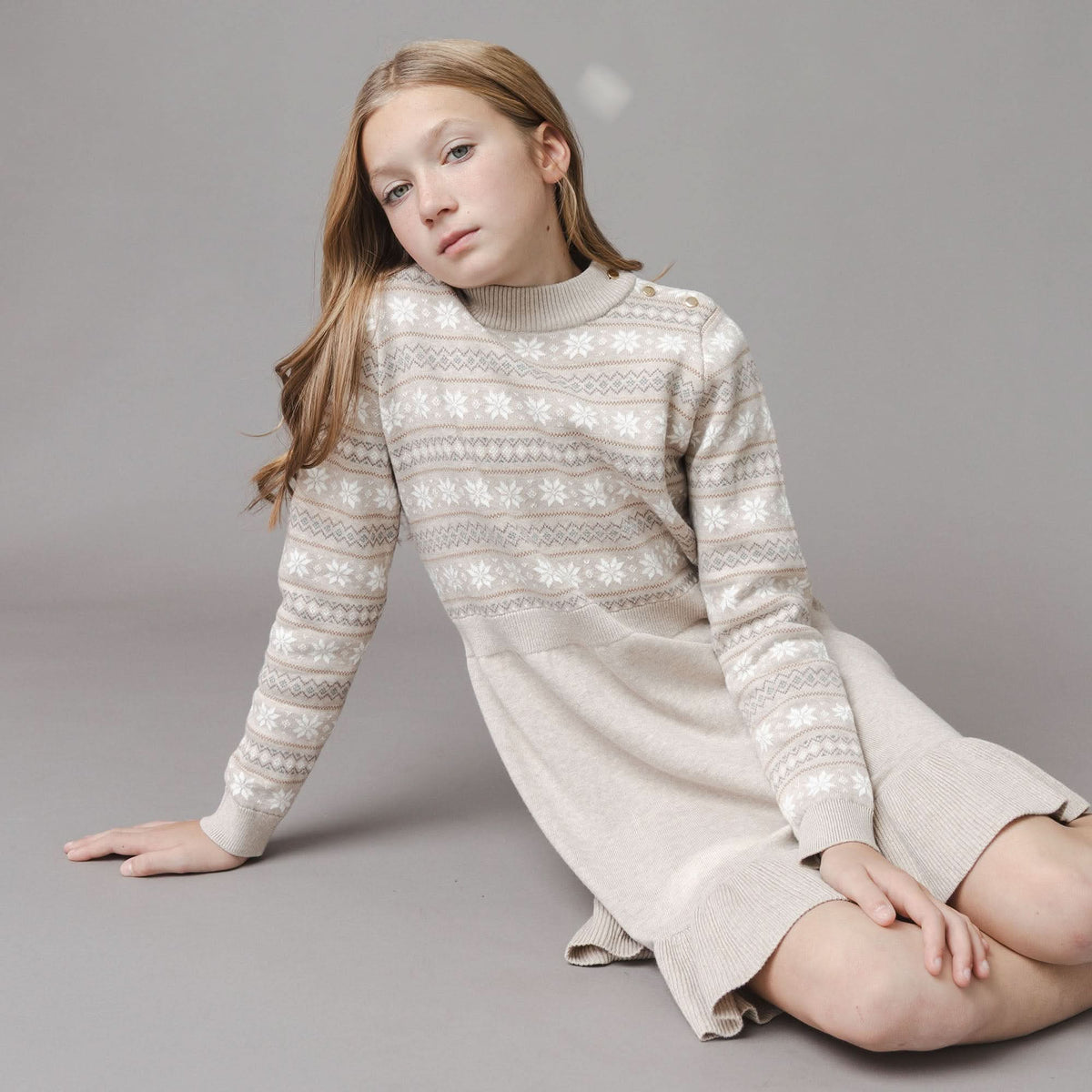 Organic Mock Neck Flounce Sweater Dress