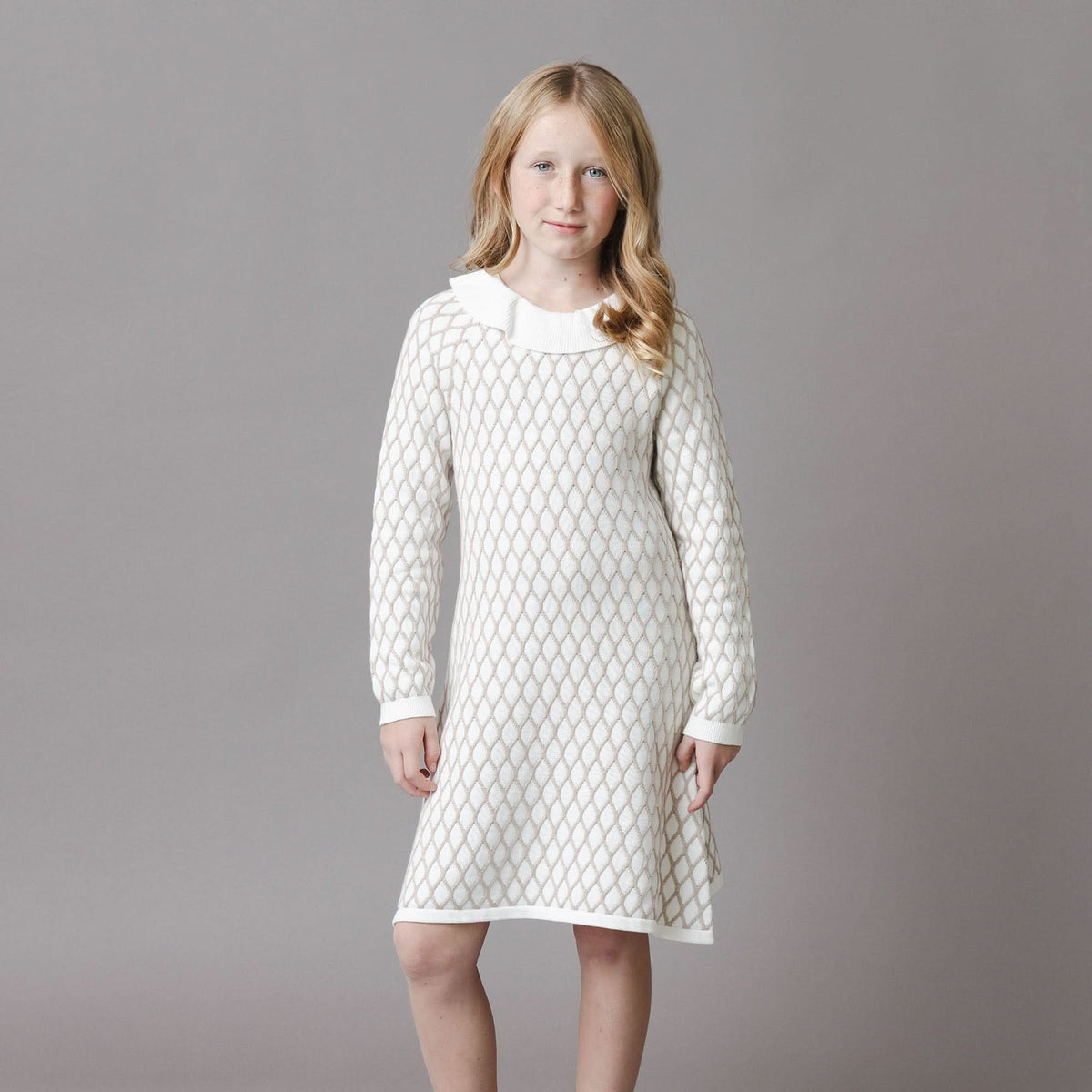 Organic Ruffle Collar Sweater Dress