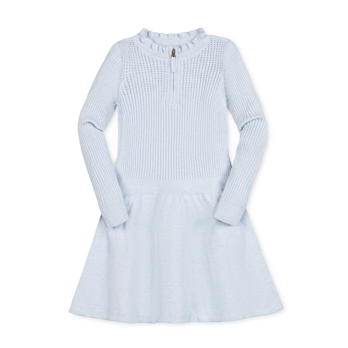 Organic Half Zip Ruffle Neck Sweater Dress