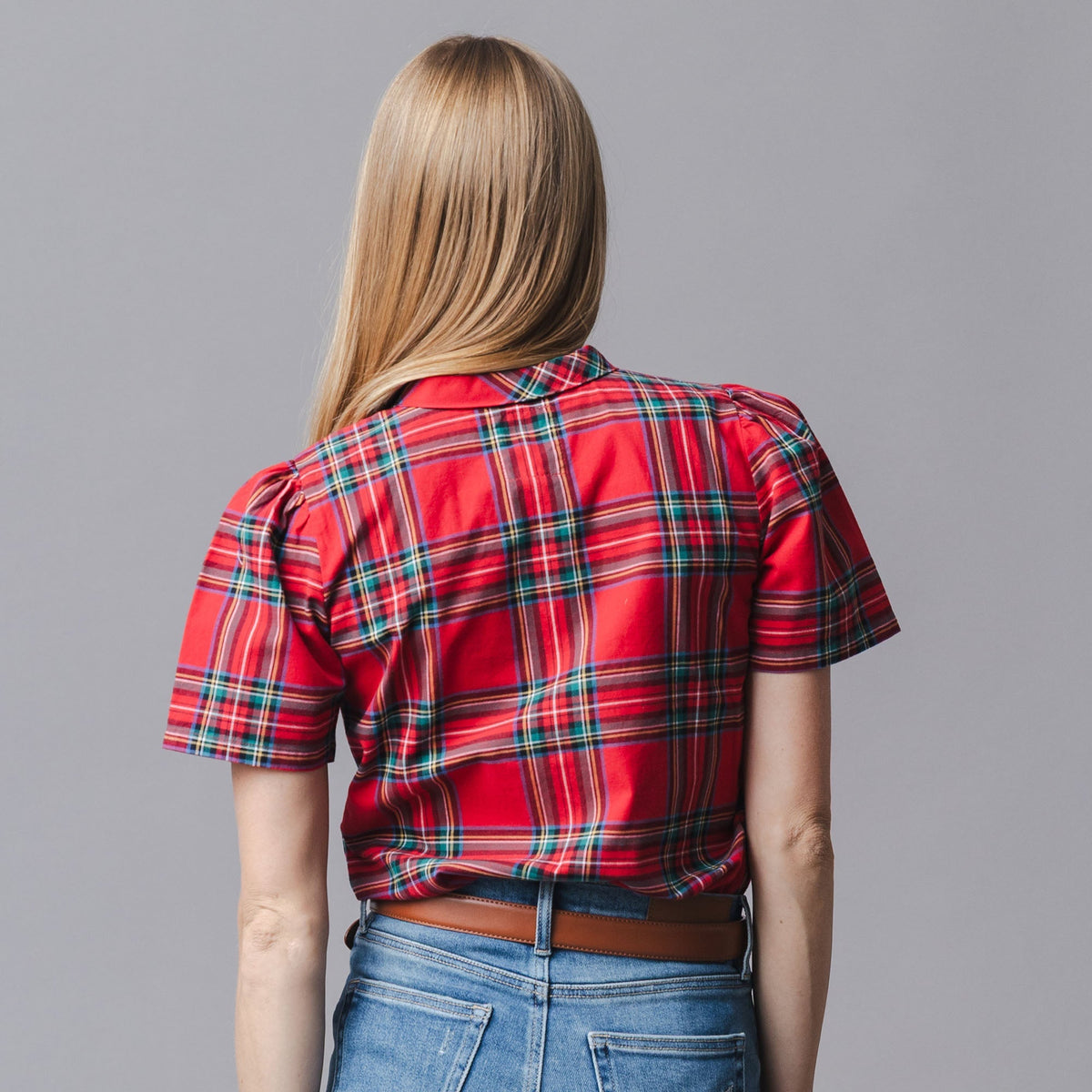 Organic Puff Sleeve Bow Neck Top