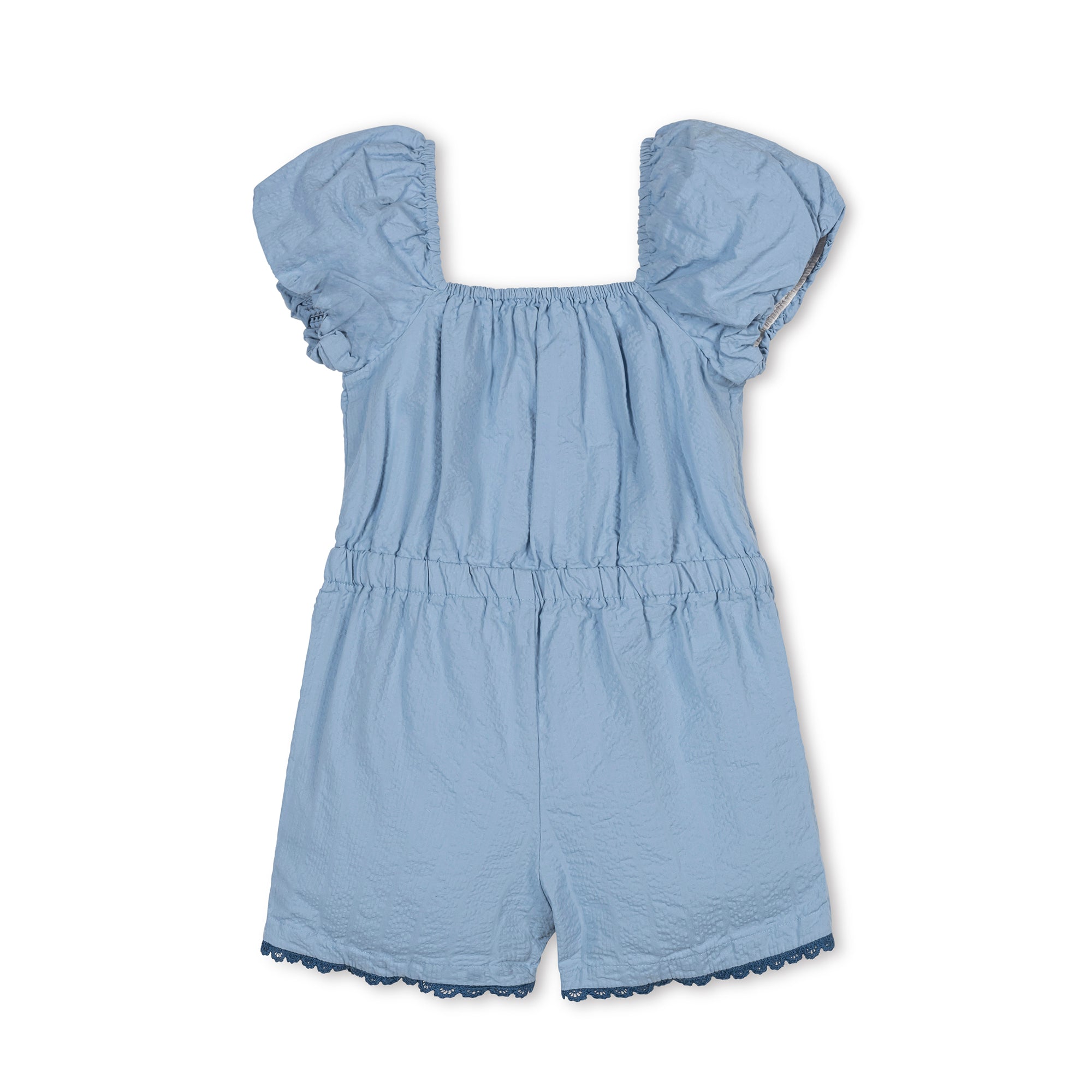 Organic Puff Sleeve Seersucker Romper