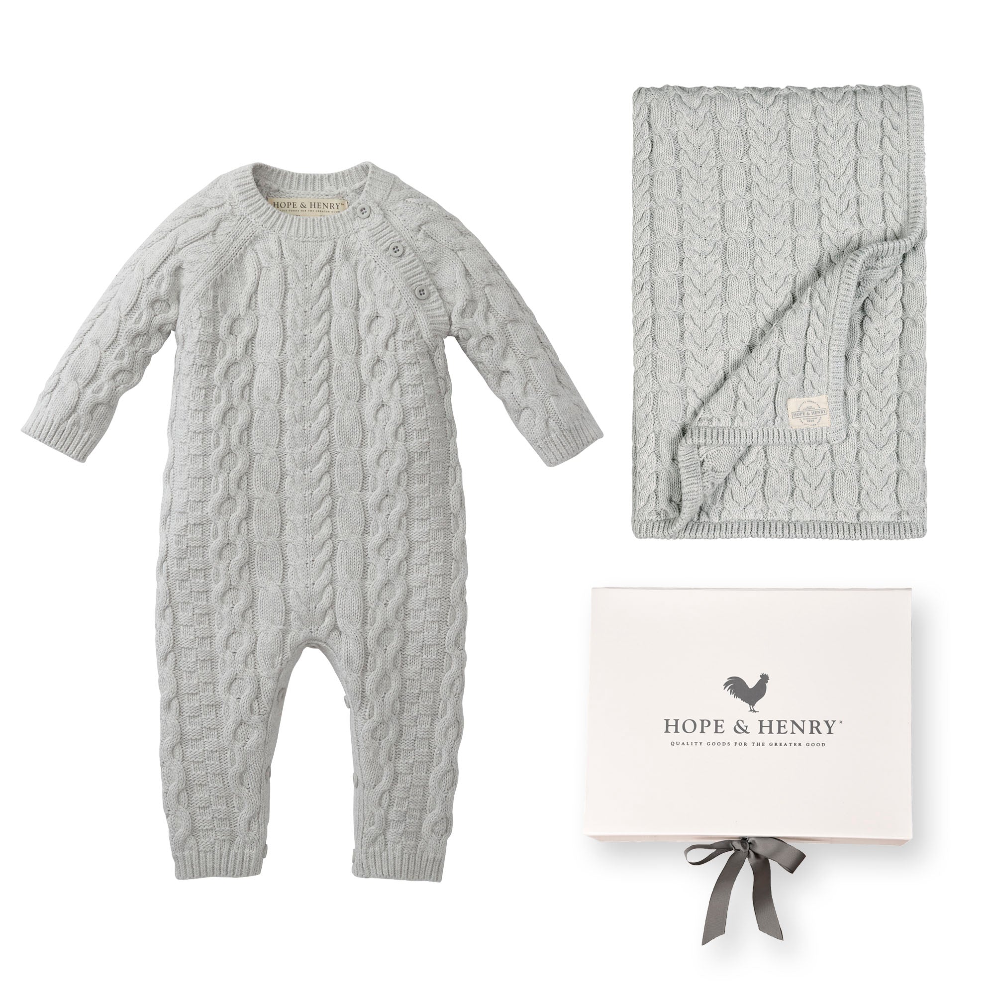 Organic Cable Romper 2-Piece Boxed Gift Set