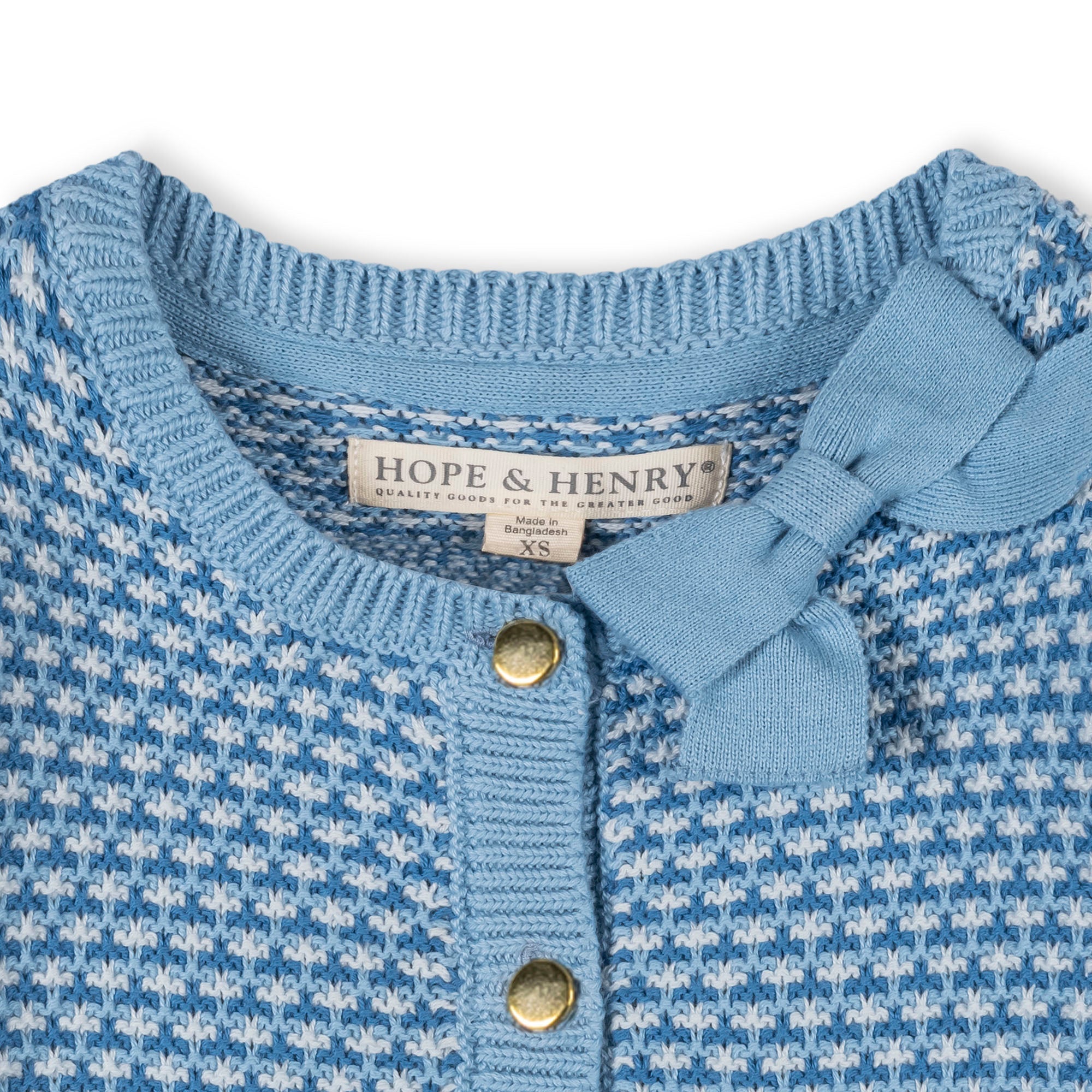 Organic Tweed Stitch Bow Cardigan