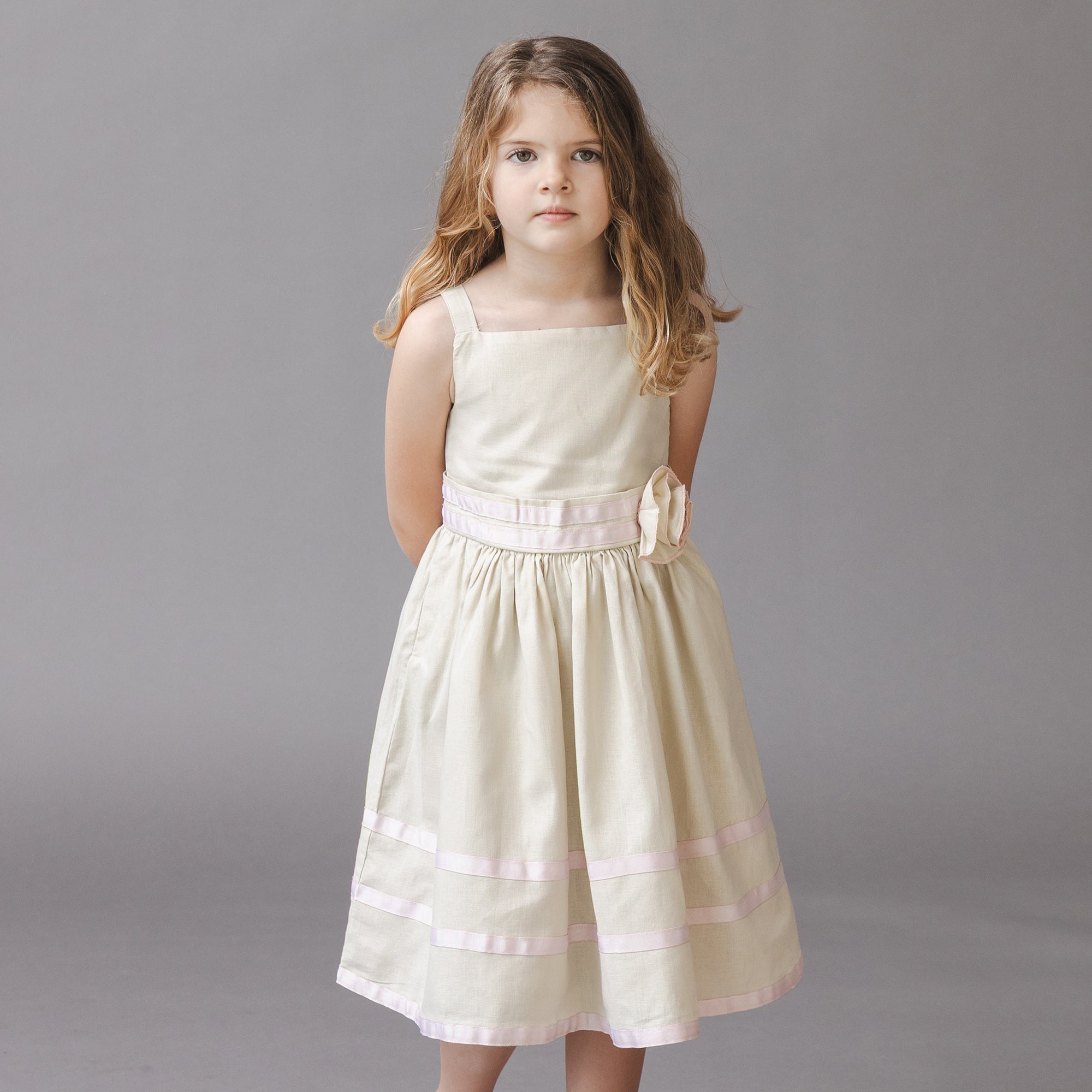 Linen Cami Rosette Dress