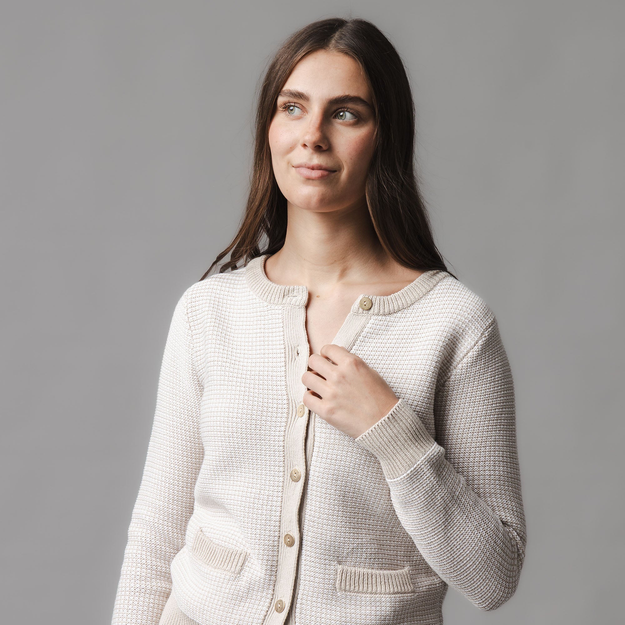 Organic Tweed Sweater Cardigan