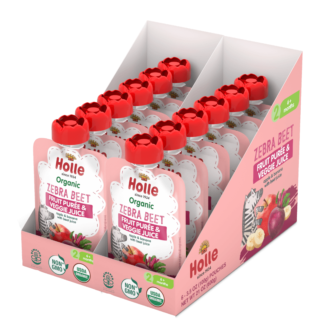 Holle Baby Food Pouches - Organic Fruit & Veggie Puree - Zebra Beet