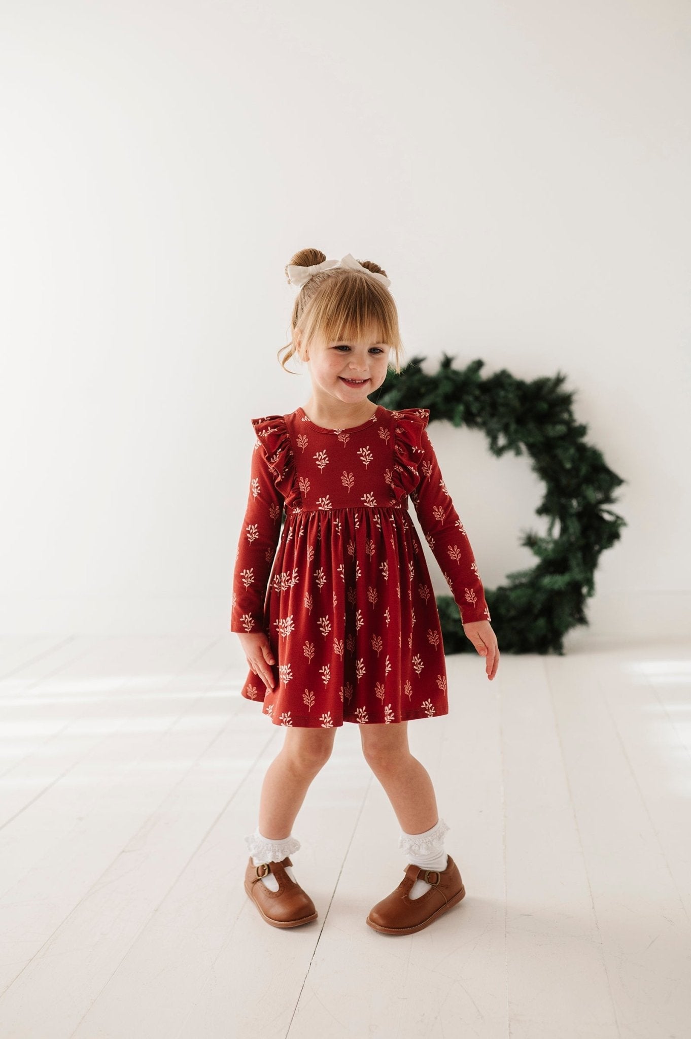 Girl's Long Sleeve Ruffle Dress