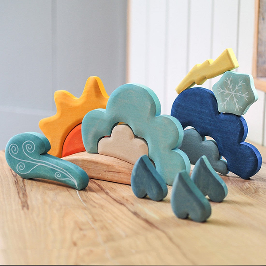 **Pre-order (Ships in 2-3 Weeks)**13 Pcs STAINED Wooden Weather Building Set