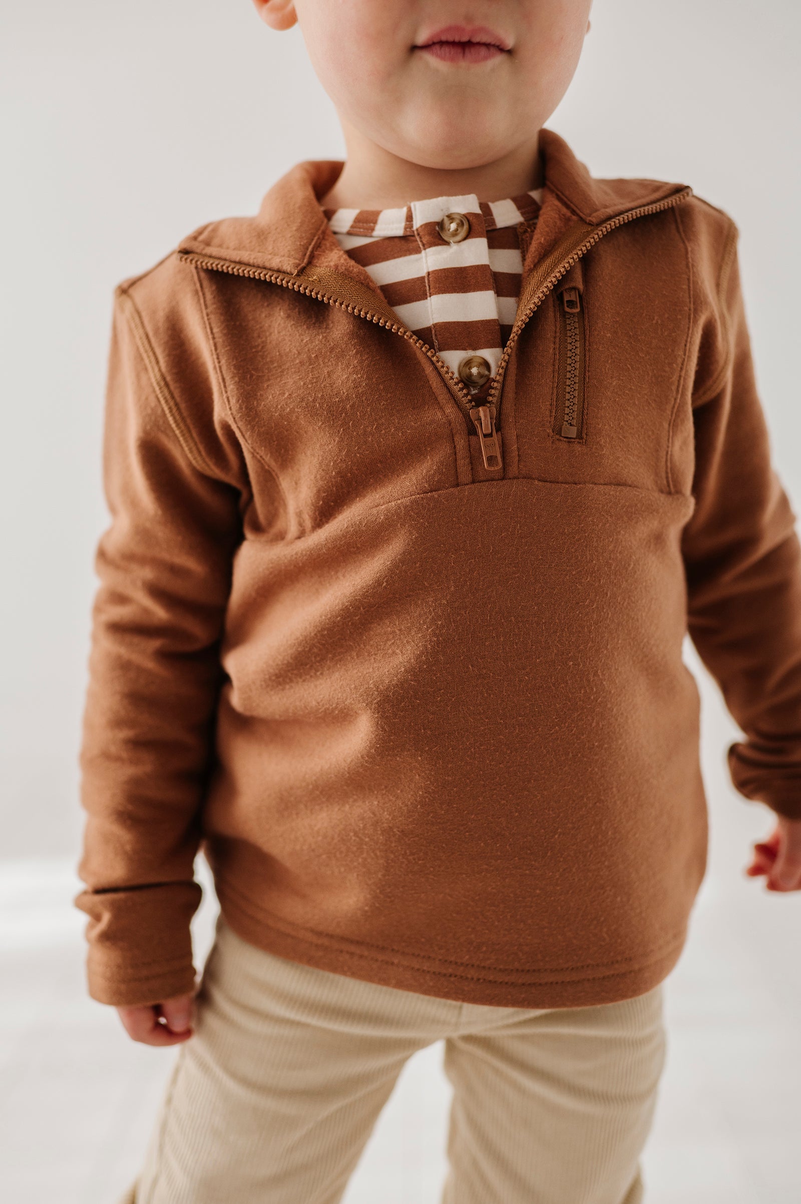 Boy's 3/4 Fleece Zip Sweatshirt