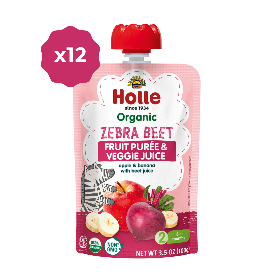 Holle Baby Food Pouches - Organic Fruit & Veggie Puree - Zebra Beet