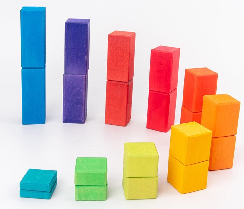 **Pre-order (Ships in 2-3 Weeks)**100 Pcs STAINED Large Stepped Counting Wooden Stacking Blocks