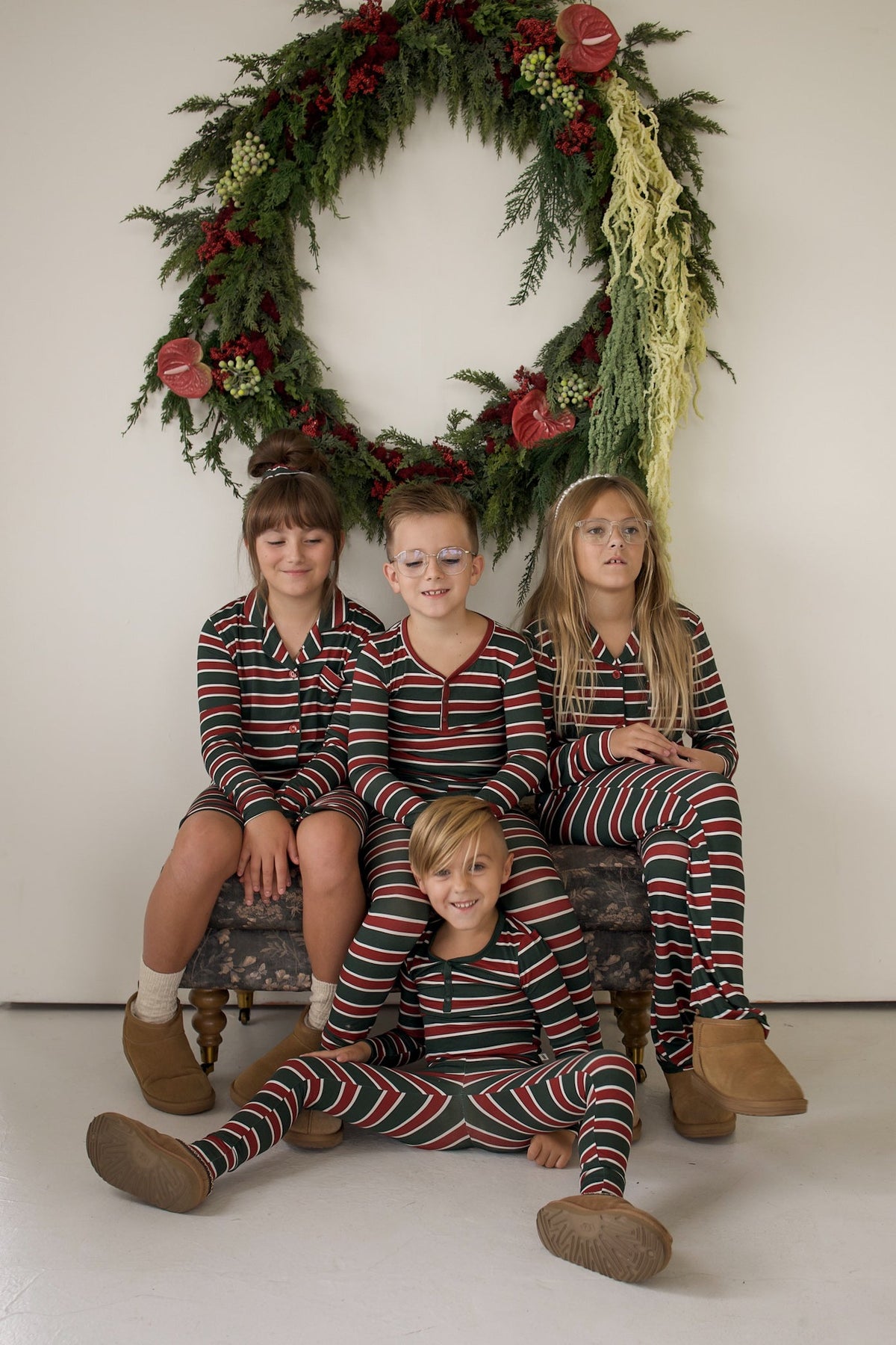 Bamboo Two Piece Pajamas | Holiday Stripe