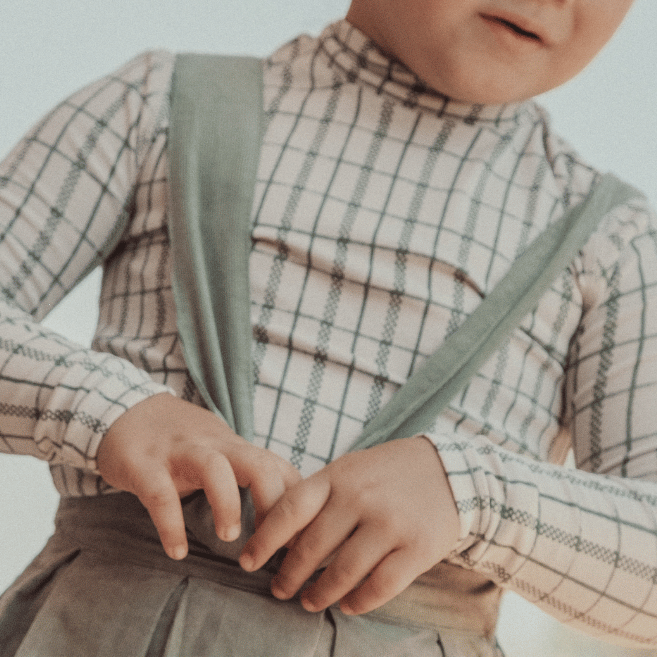 The Printed Turtleneck - Sage Check