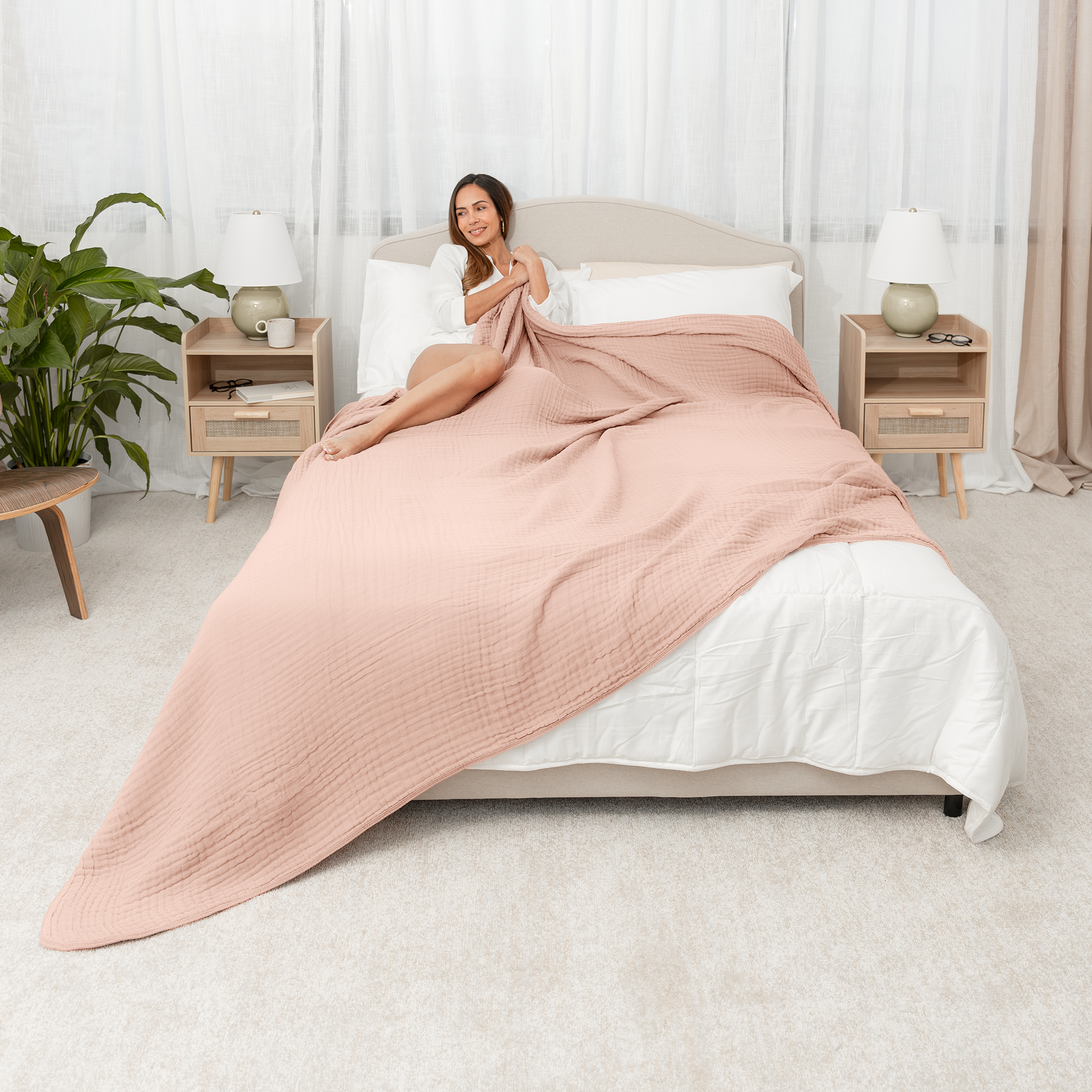 Adult Muslin Blanket in Blush