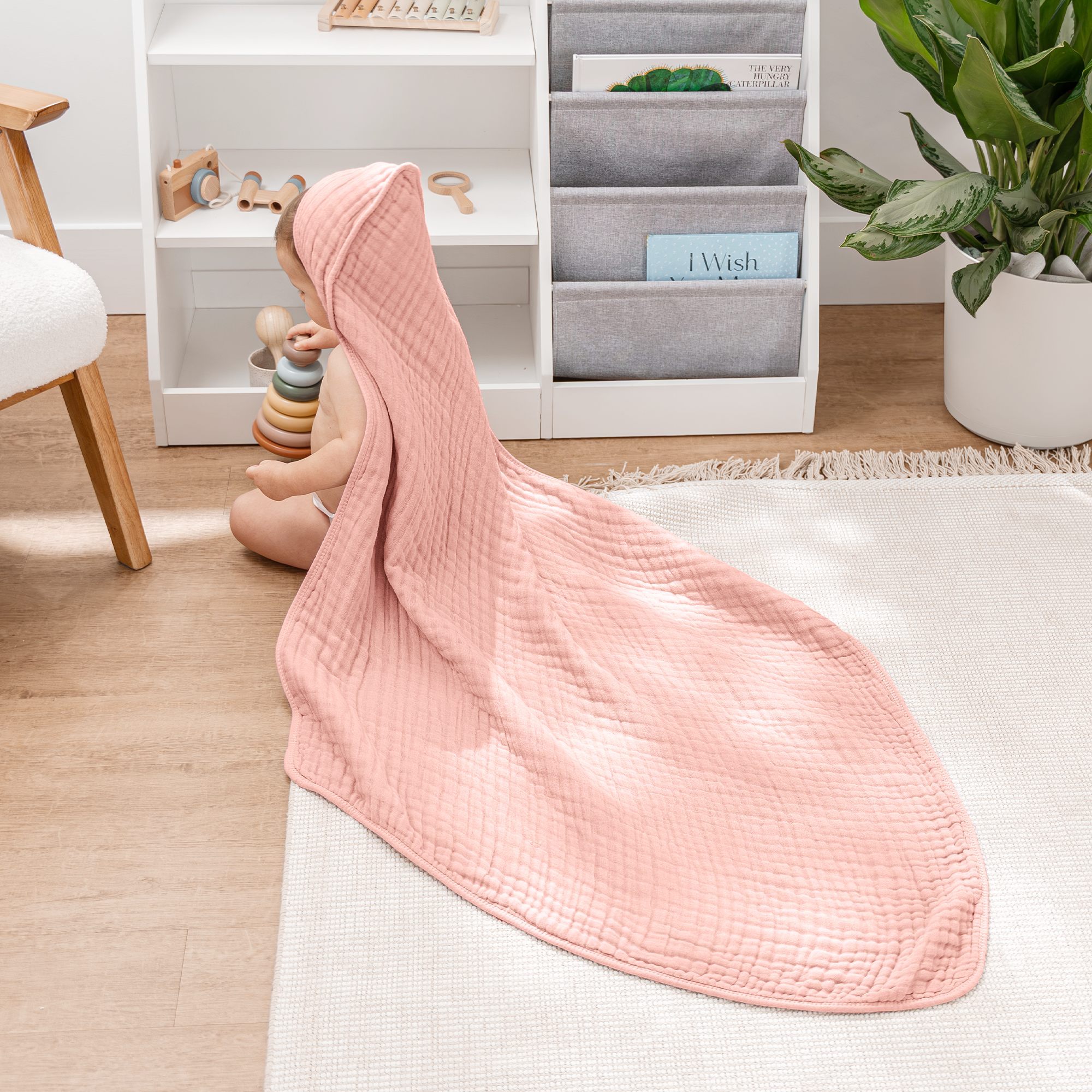 Baby Hooded Towels in Bold Blush