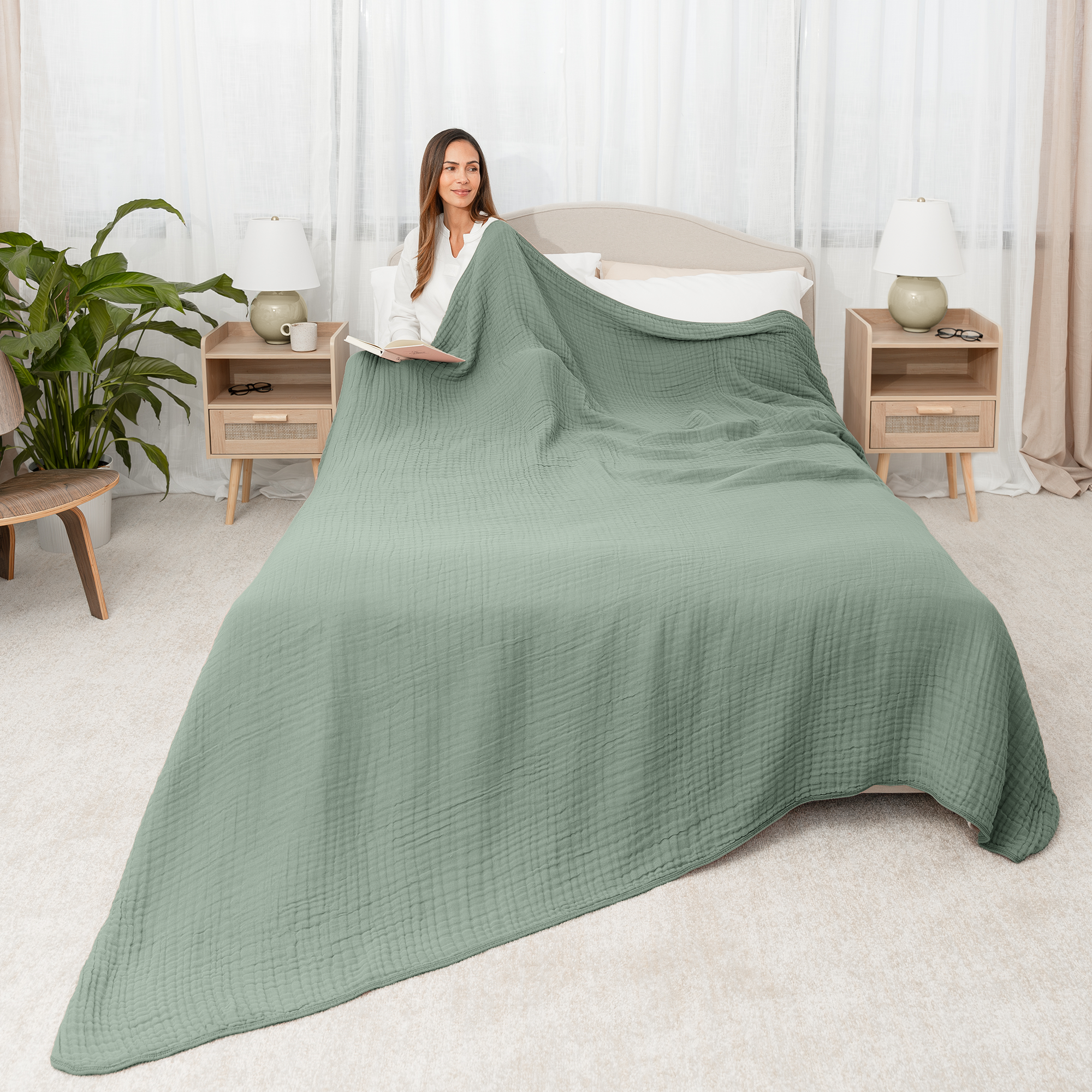 Adult Muslin Blanket by Comfy Cubs in Fern