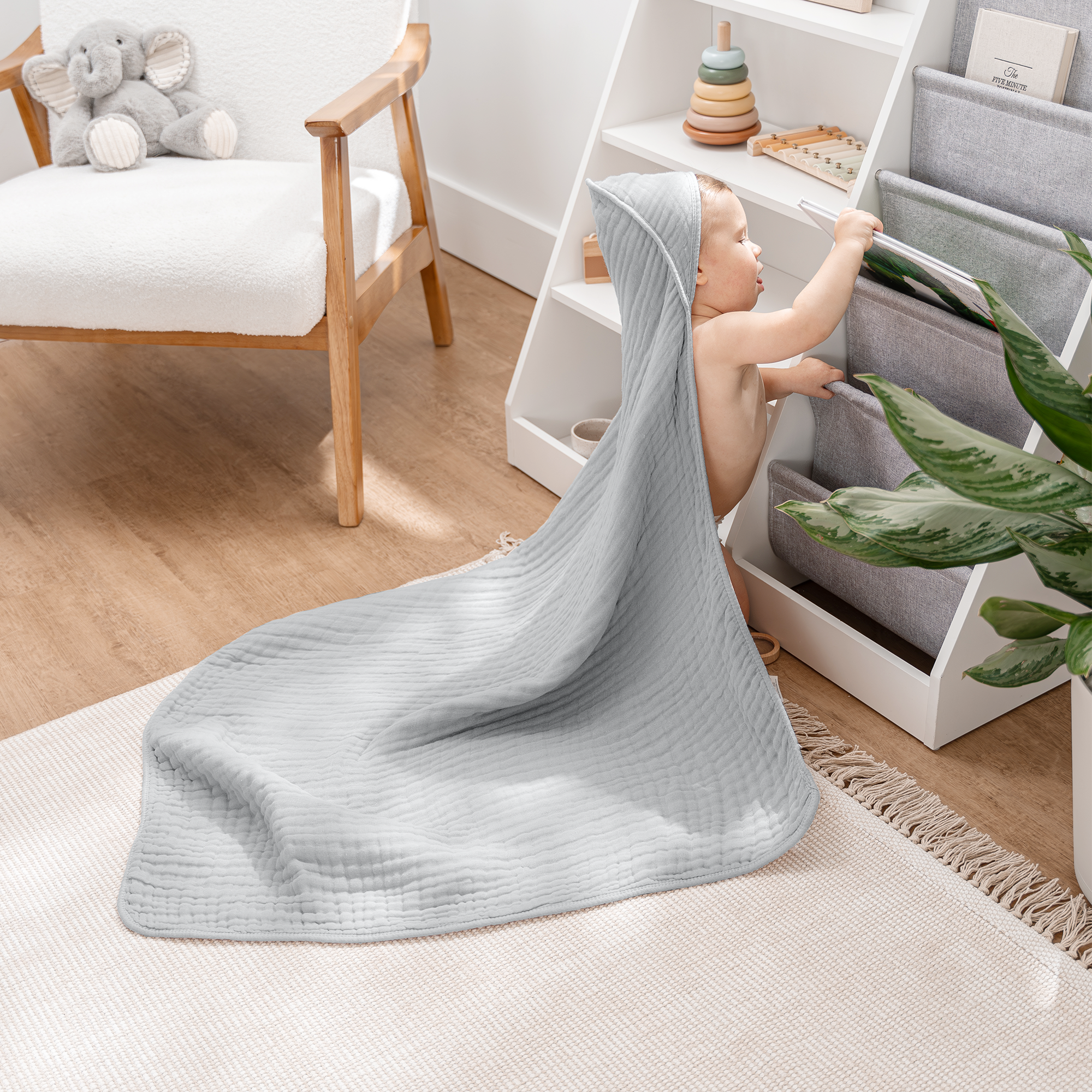 Baby Hooded Towels in Heather Blue