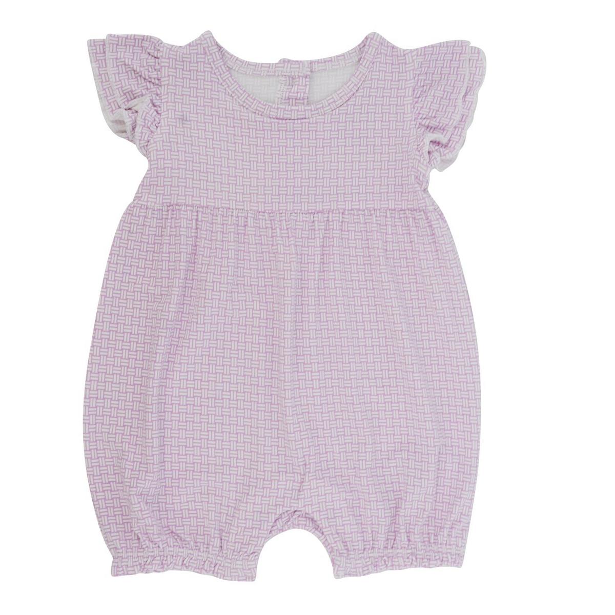 Ruffle Romper - Purple Basketweave