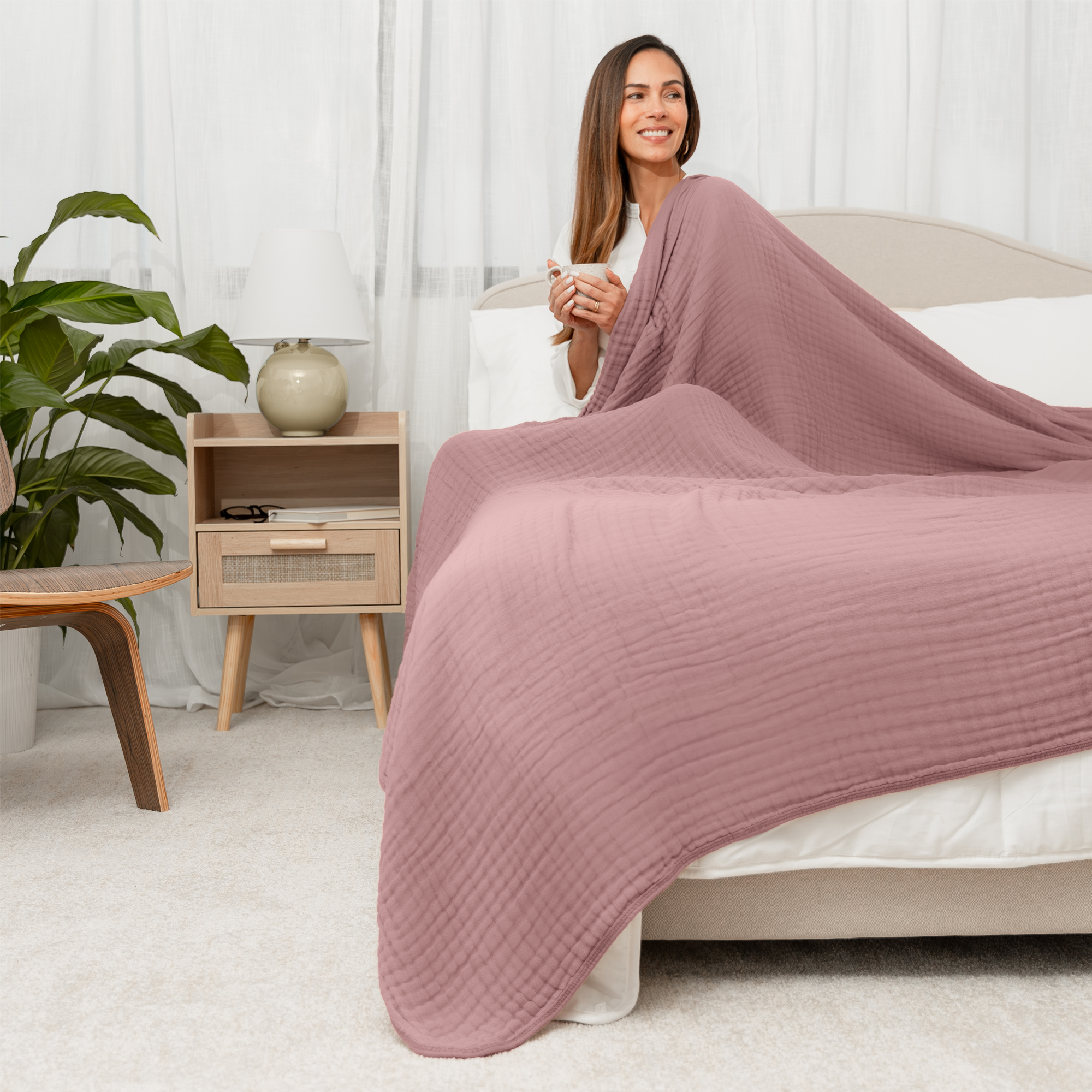 Adult Muslin Blanket by Comfy Cubs in Mauve