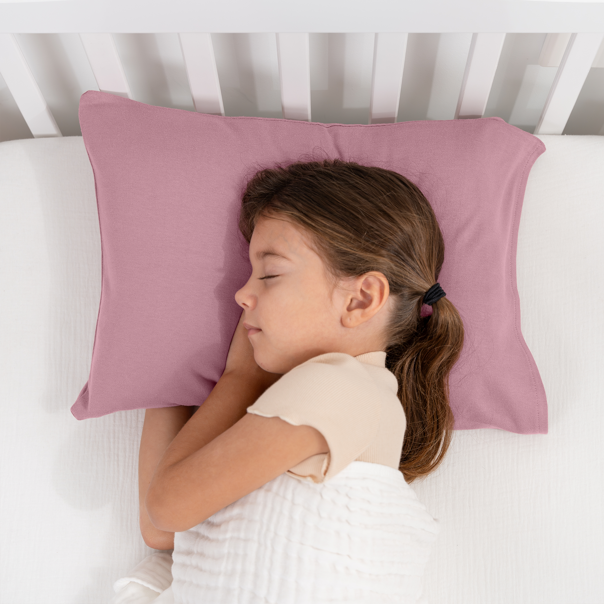 Toddler Pillows with Soft Cotton Pillow Case by Comfy Cubs - Mauve