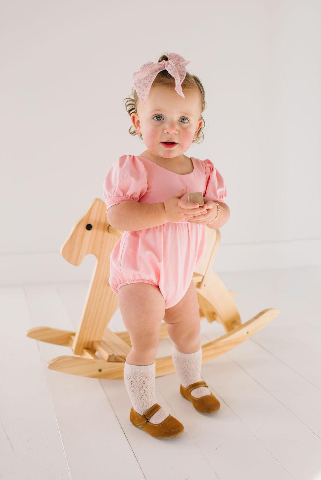 Puff Romper - Peony