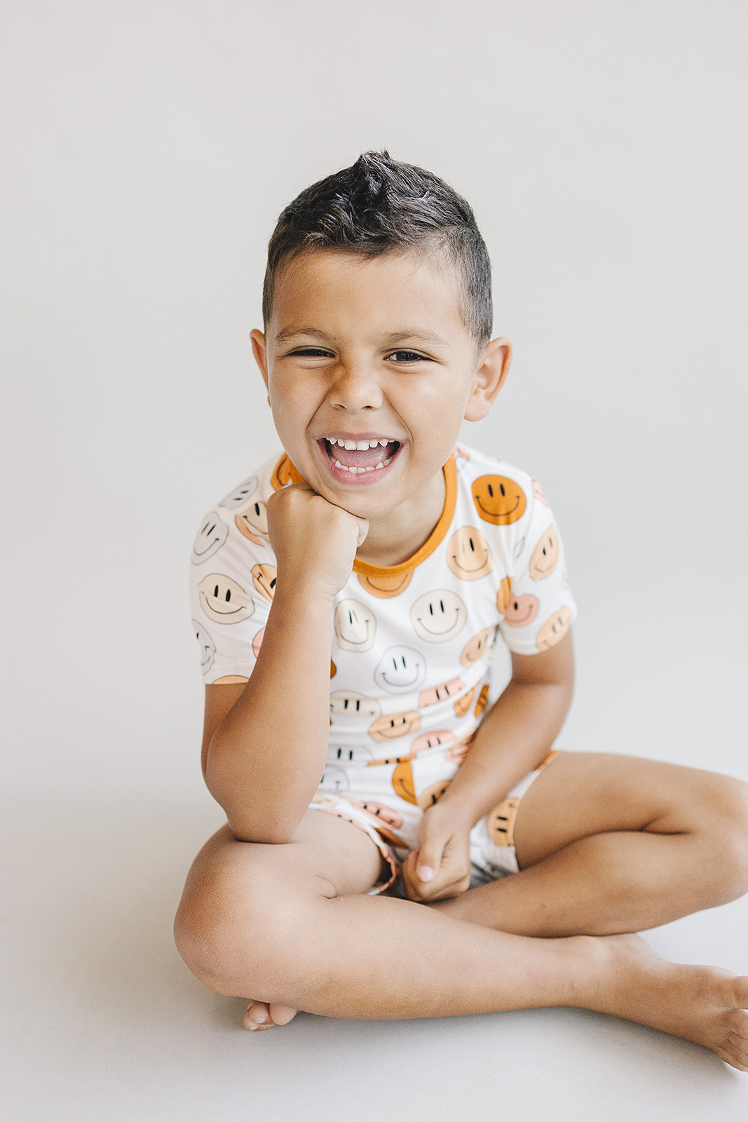 Smiley Bamboo Two Piece Shorts Set | Copper
