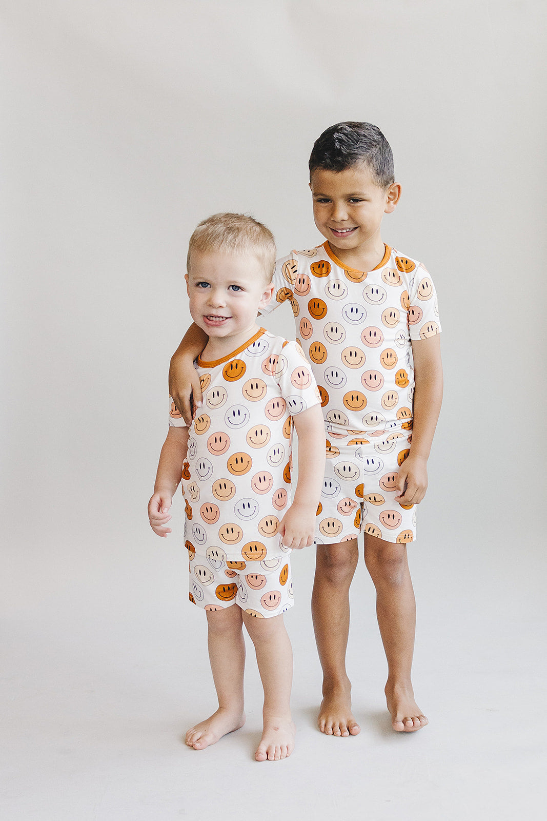 Smiley Bamboo Two Piece Shorts Set | Copper